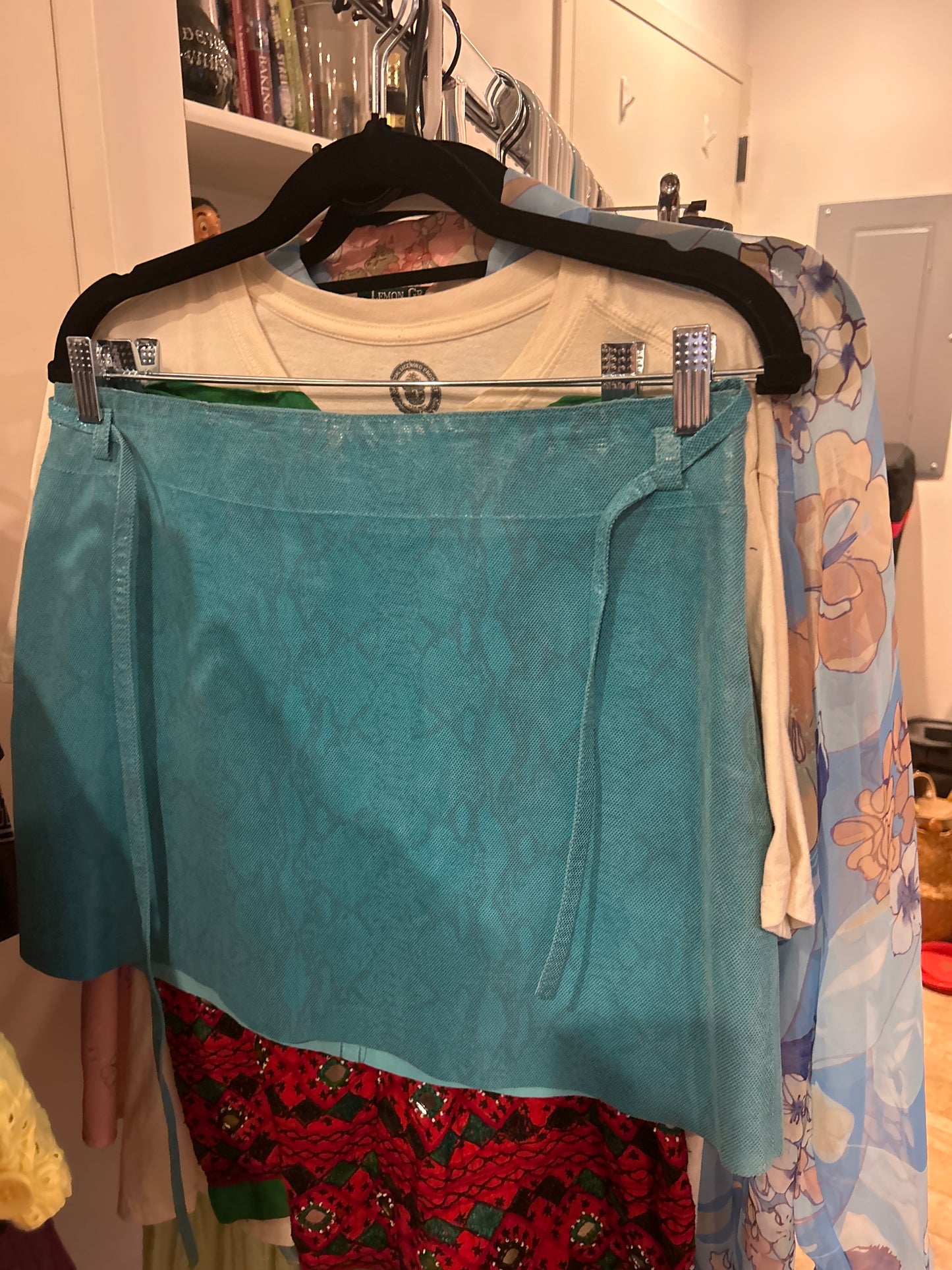 Teal snakeskin skirt