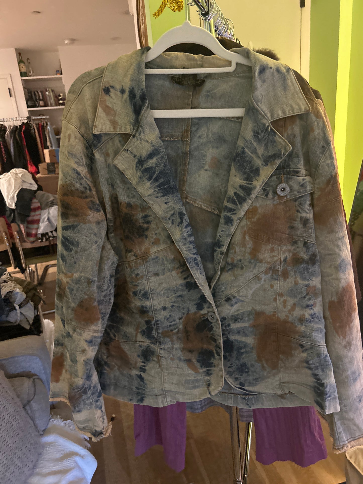 Ashley Stewart tie dye denim blazer