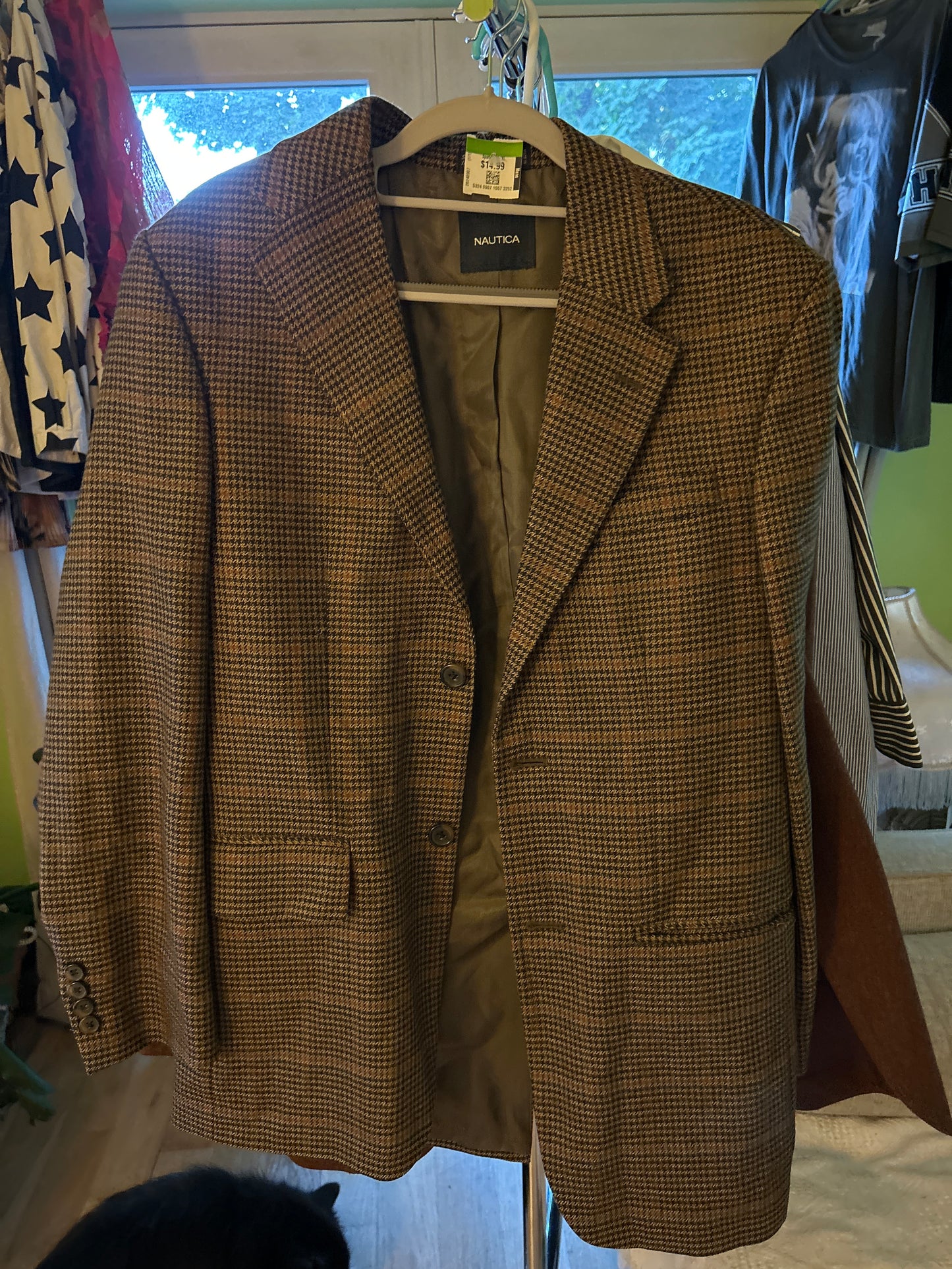 Nautical oversized houndstooth blazer