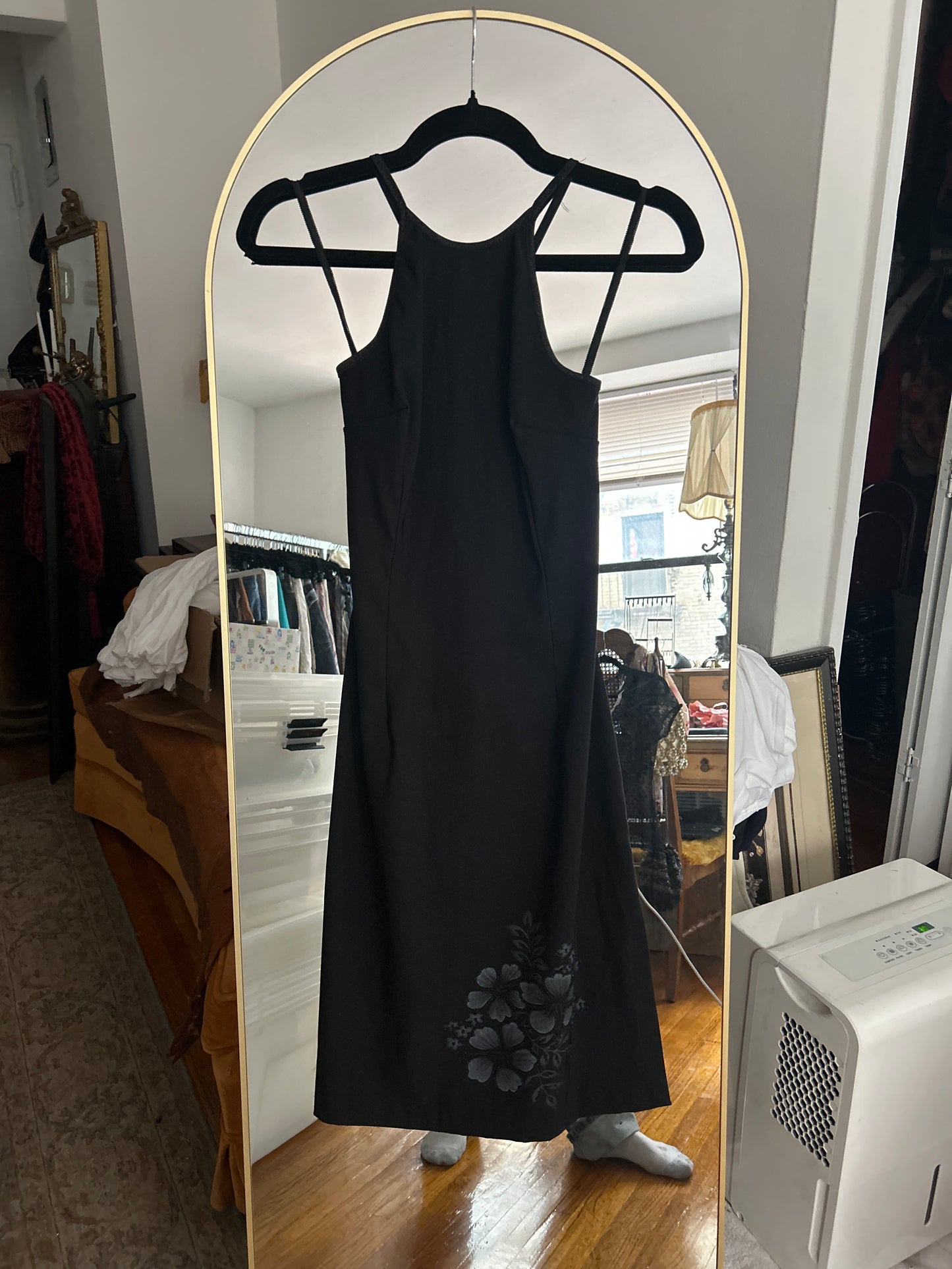 Rampage black dress with Hawaiian flowers