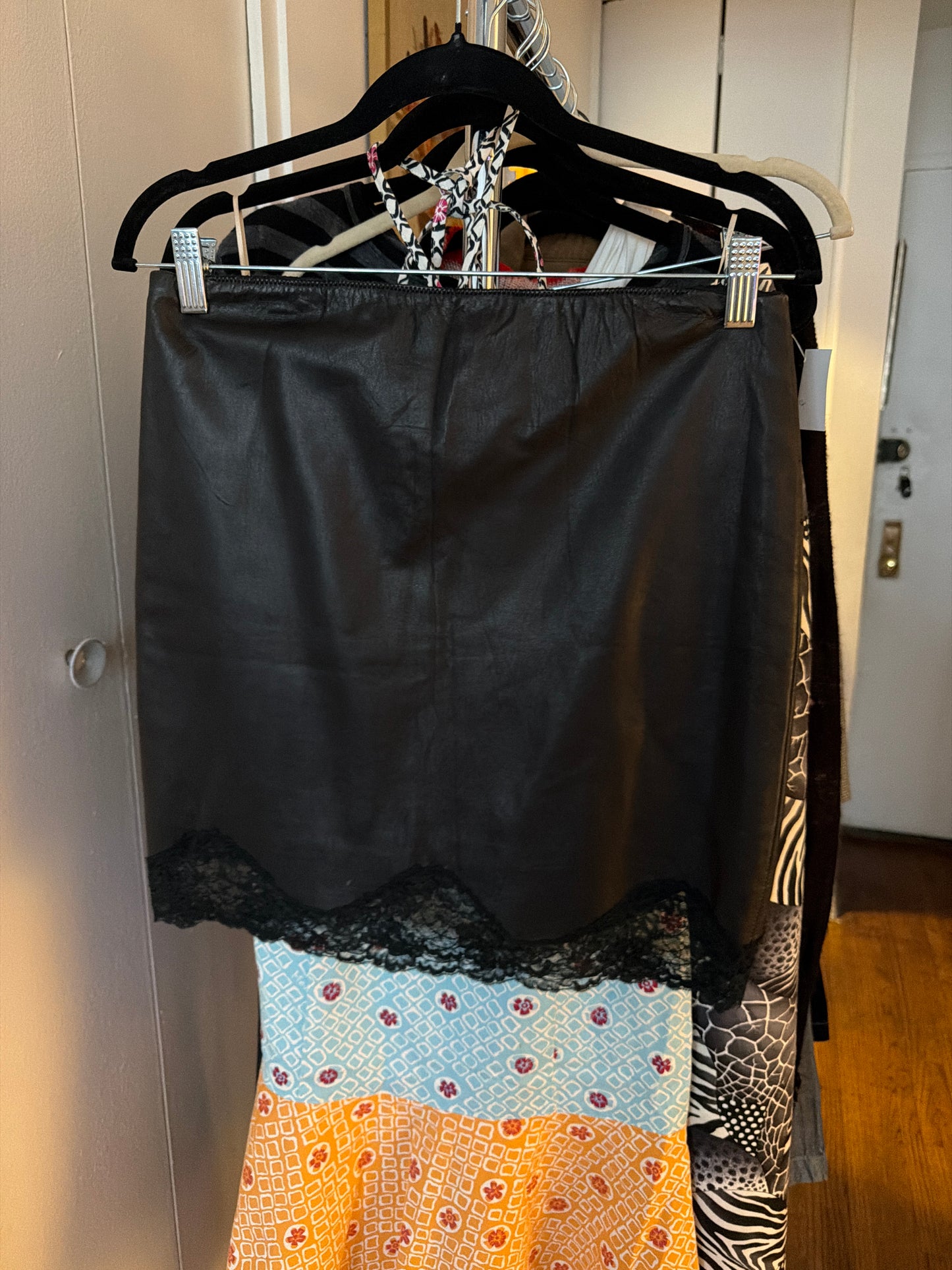 Gaultier black leather mini skirt