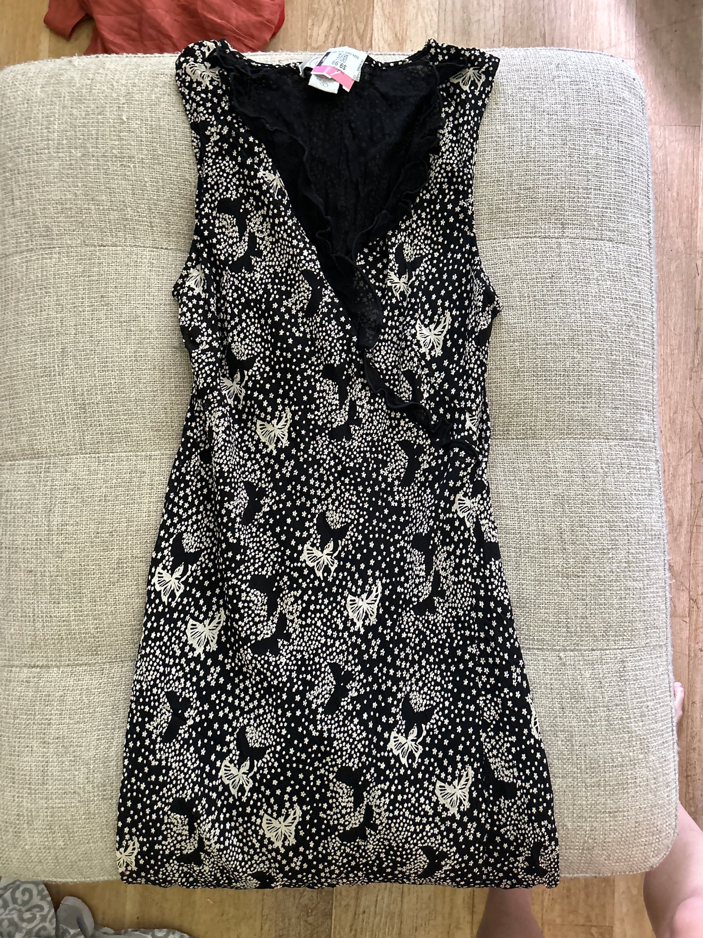 Black flower butterfly dress