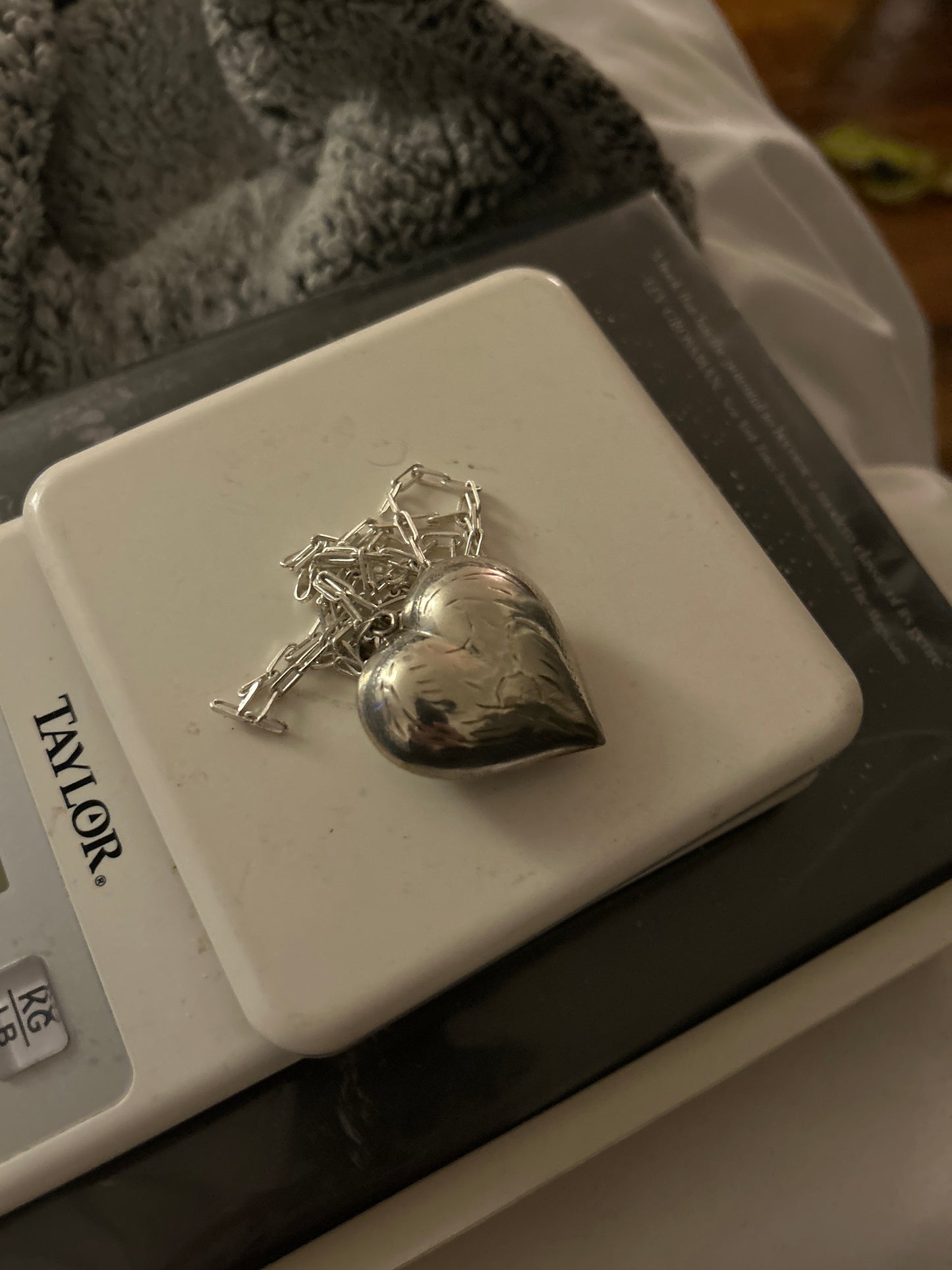 Puff heart sterling silver necklace