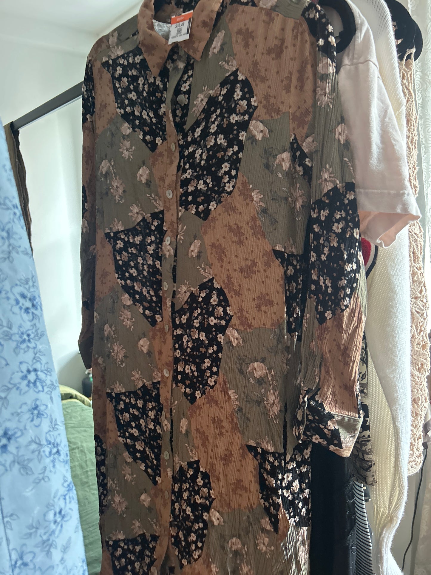 Long sleeve patchwork floral dress