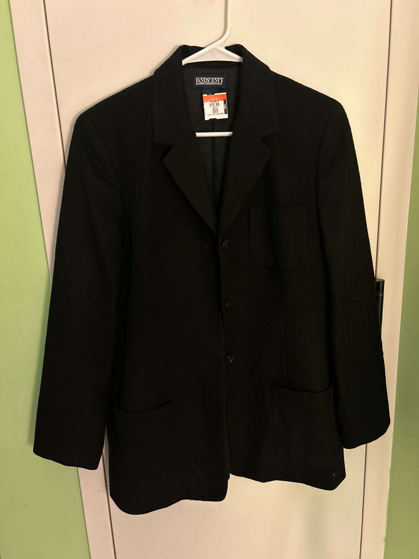 Lands End black wool/cashmere coat