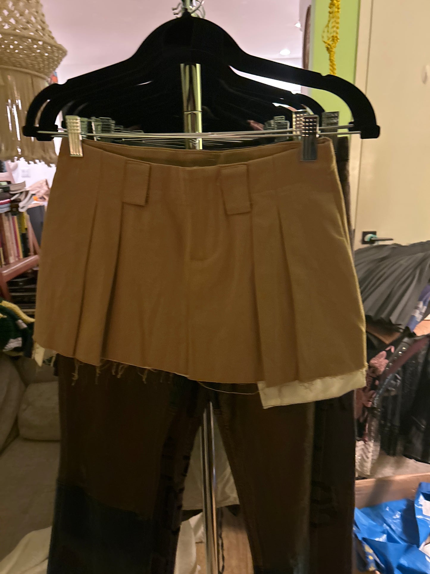 Tan micro mini skirt