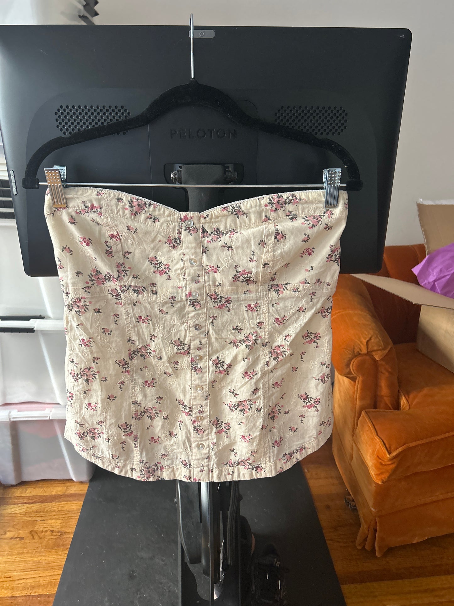 Floral eyelet tube top