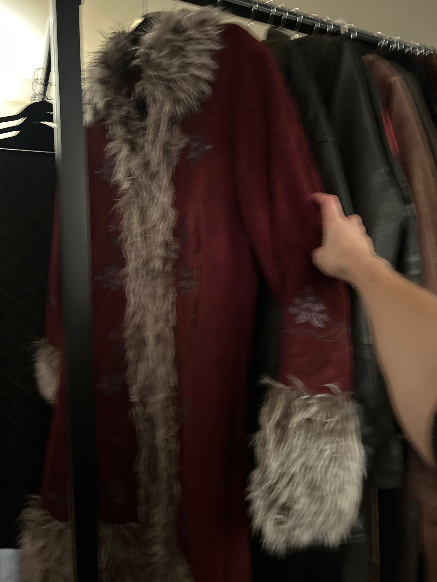 Red afghan jacket faux fur 0150C2