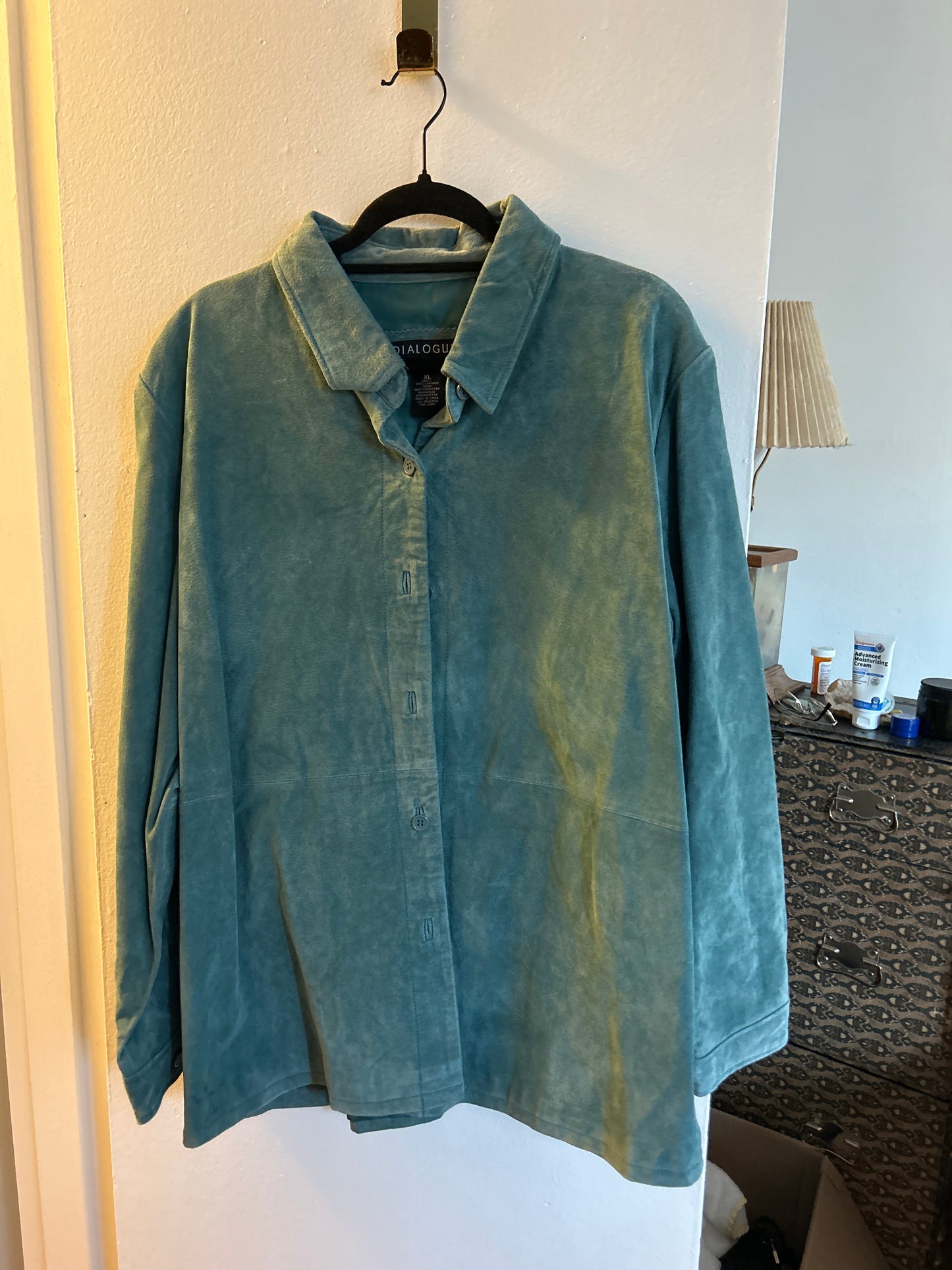 Teal suede oversized shirt