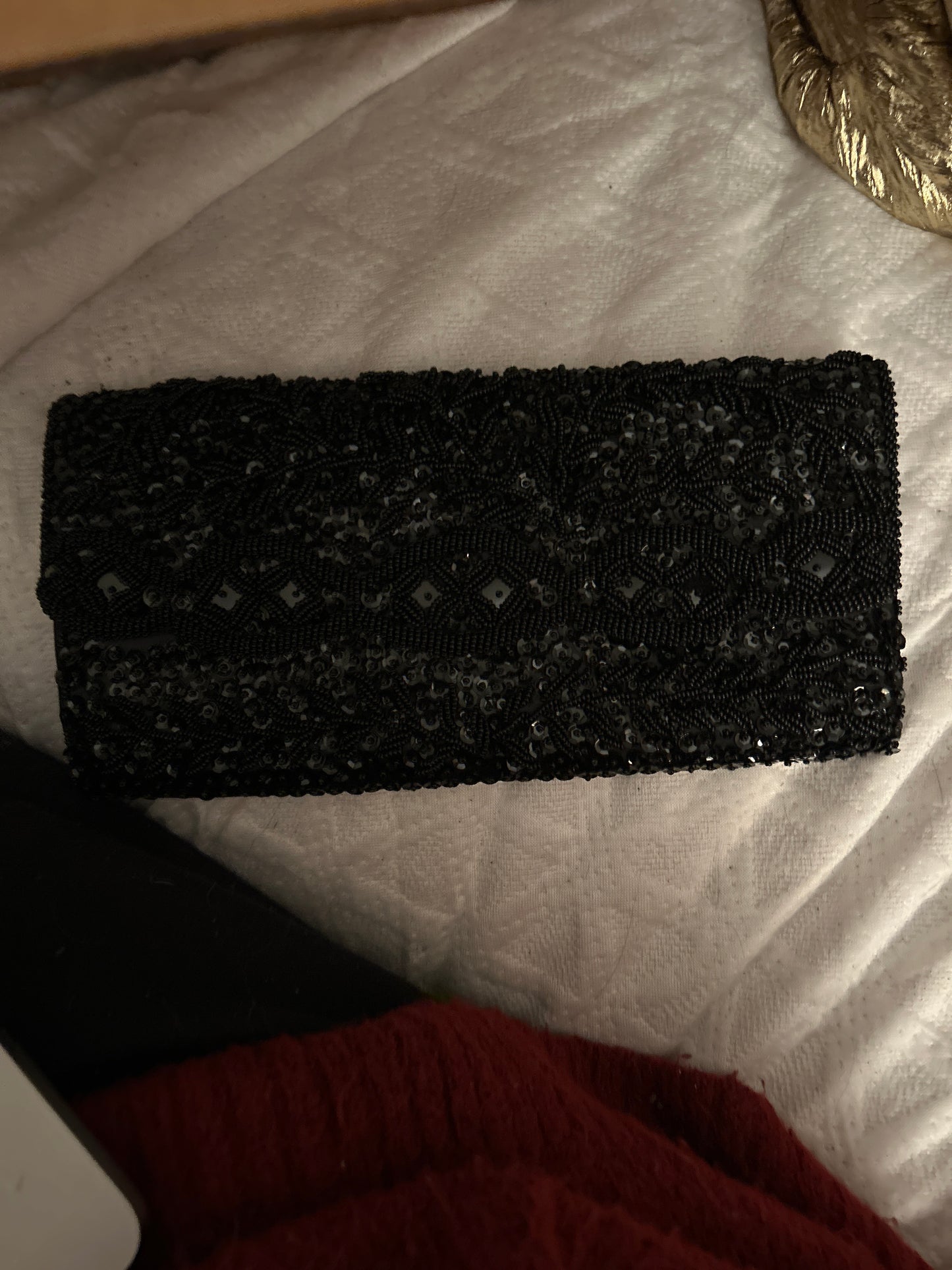 Black beaded evening bag