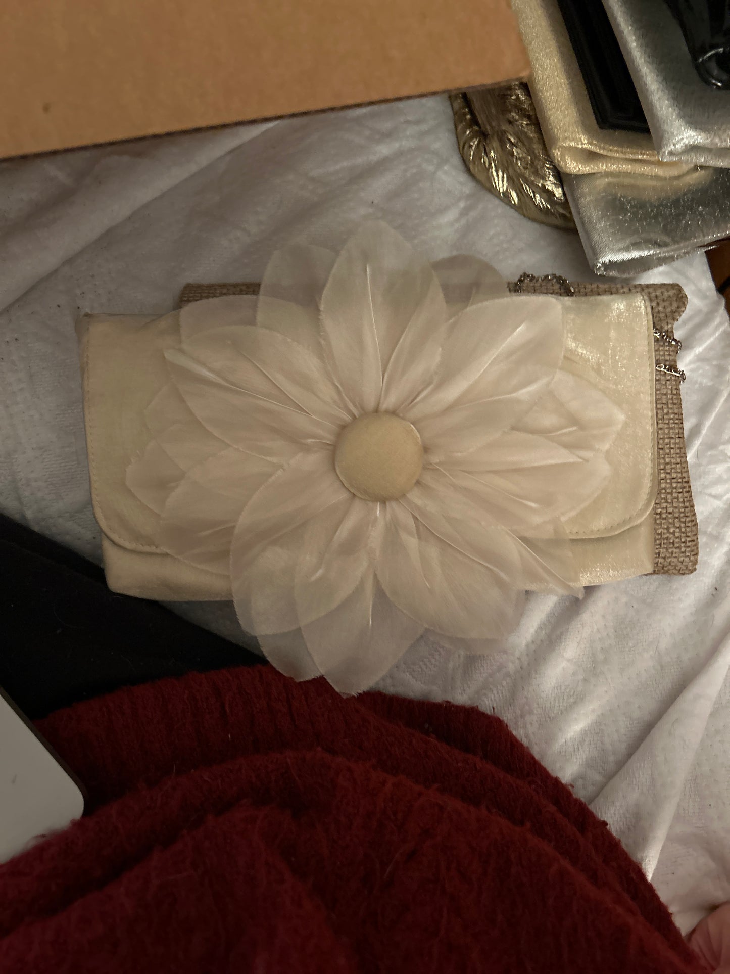Satin floral evening bag