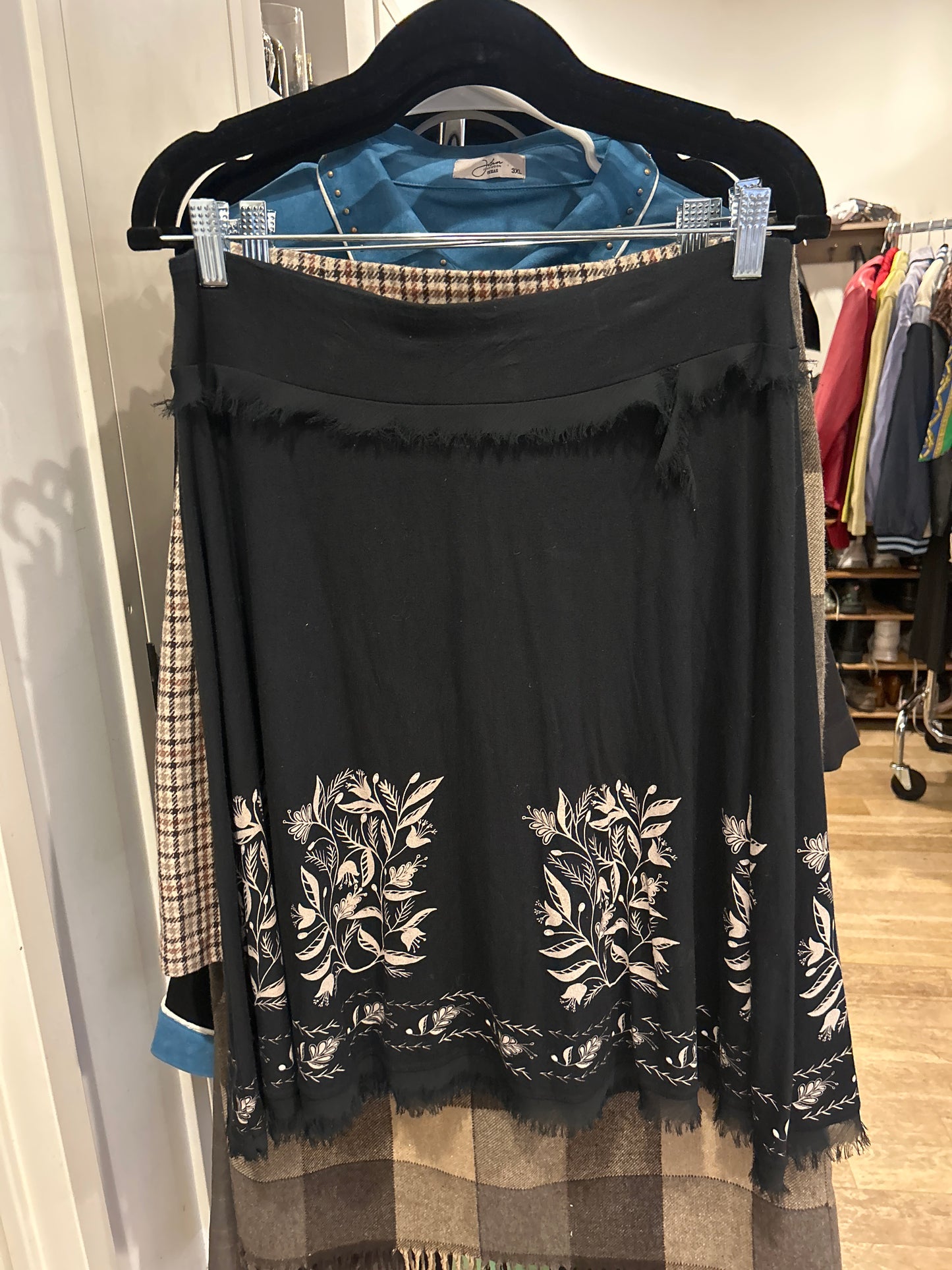 Black skirt raw hem