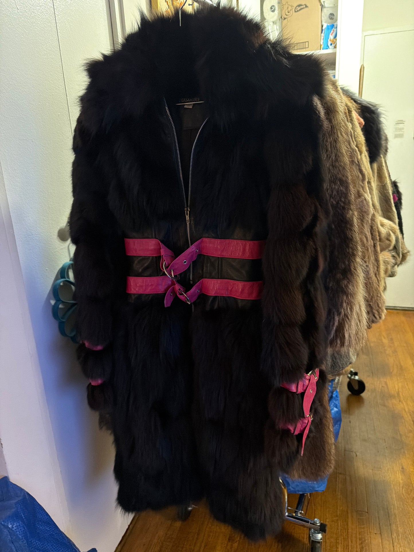 Black fox and fuchsia coat JM 31