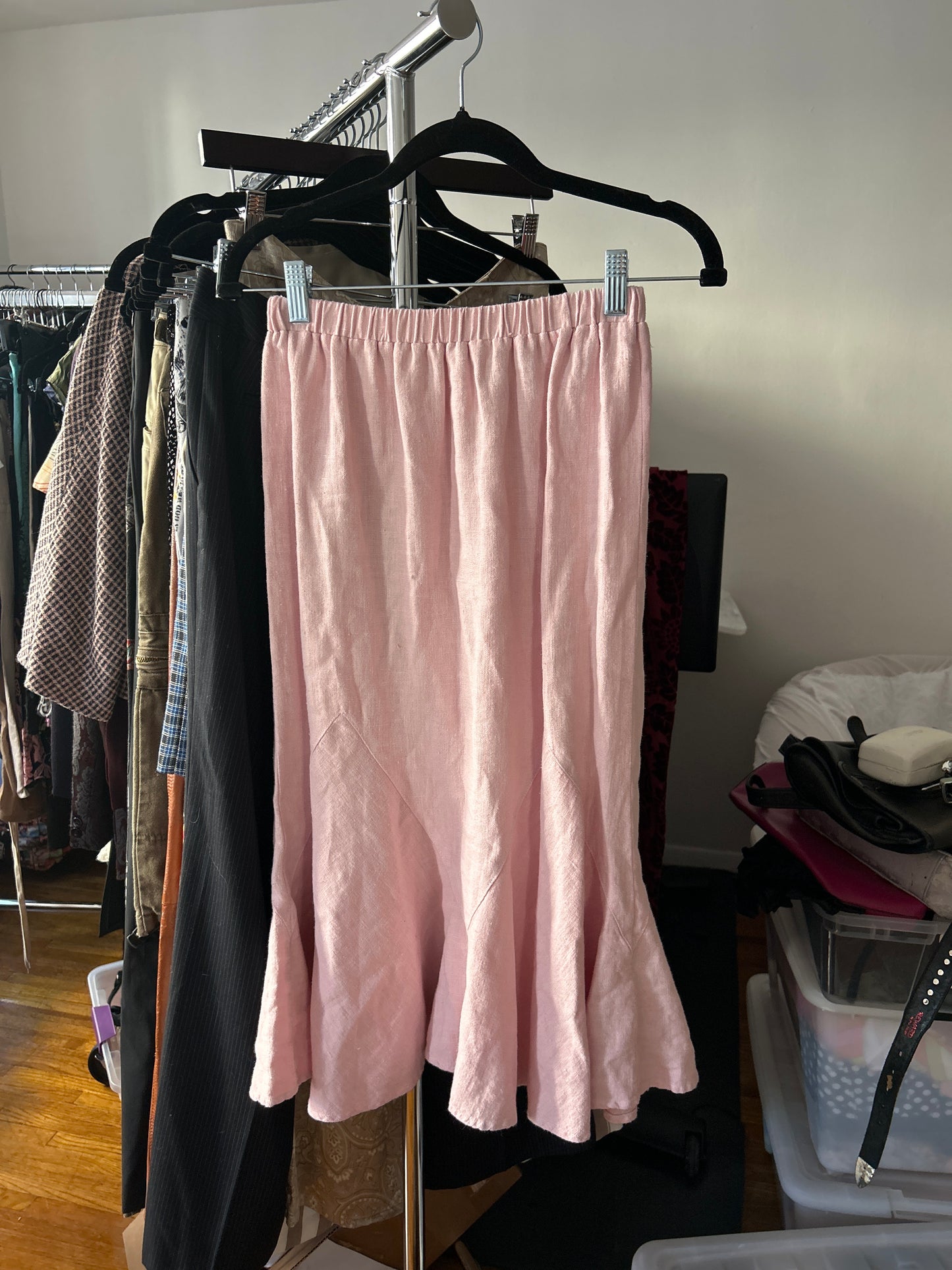 Pink linen skirt