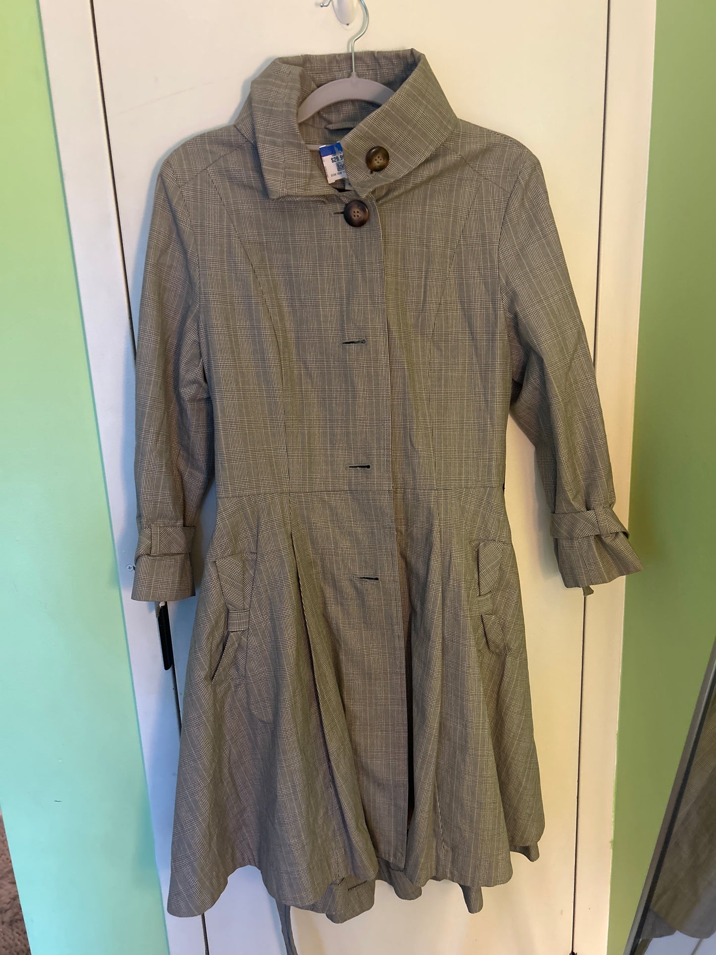 Grey plaid bow jacket