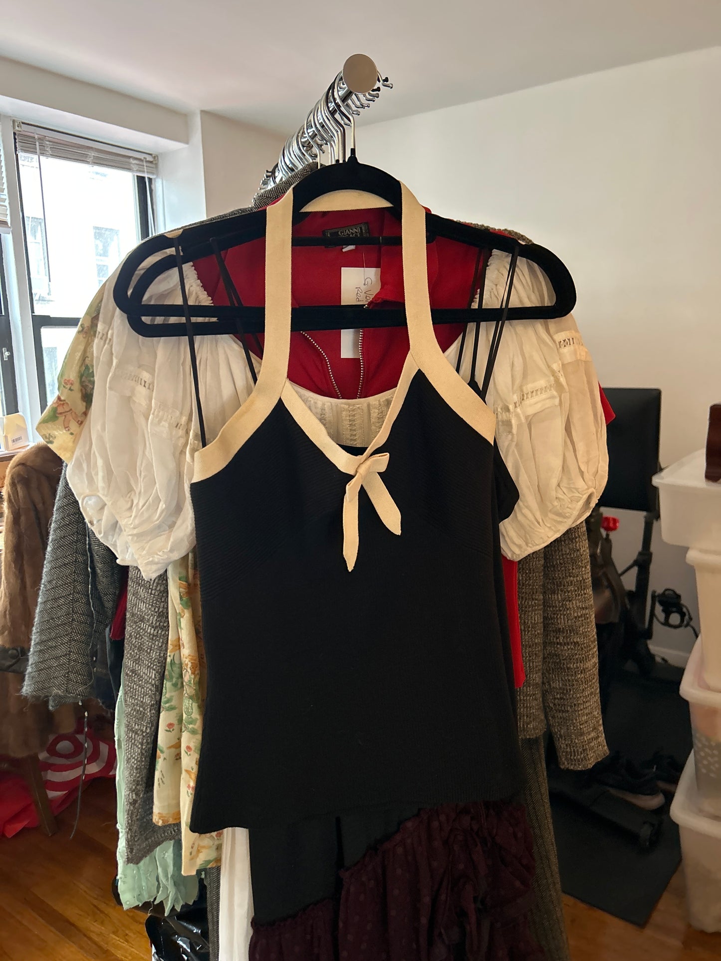 JM 265 black halter top with bow