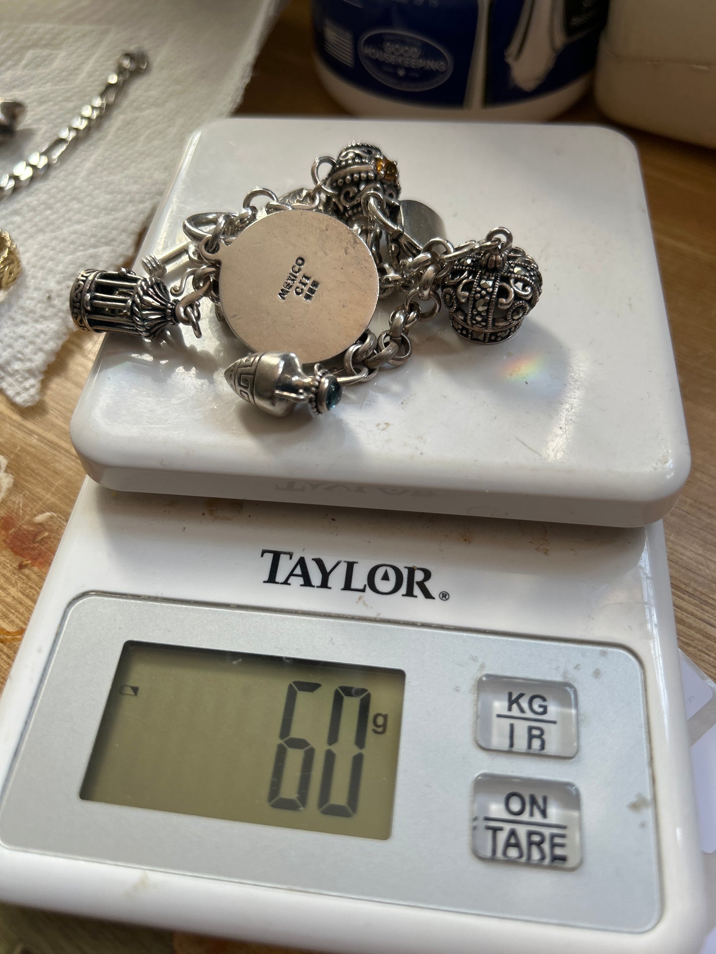 Sterling silver Mexican charm bracelet 015030