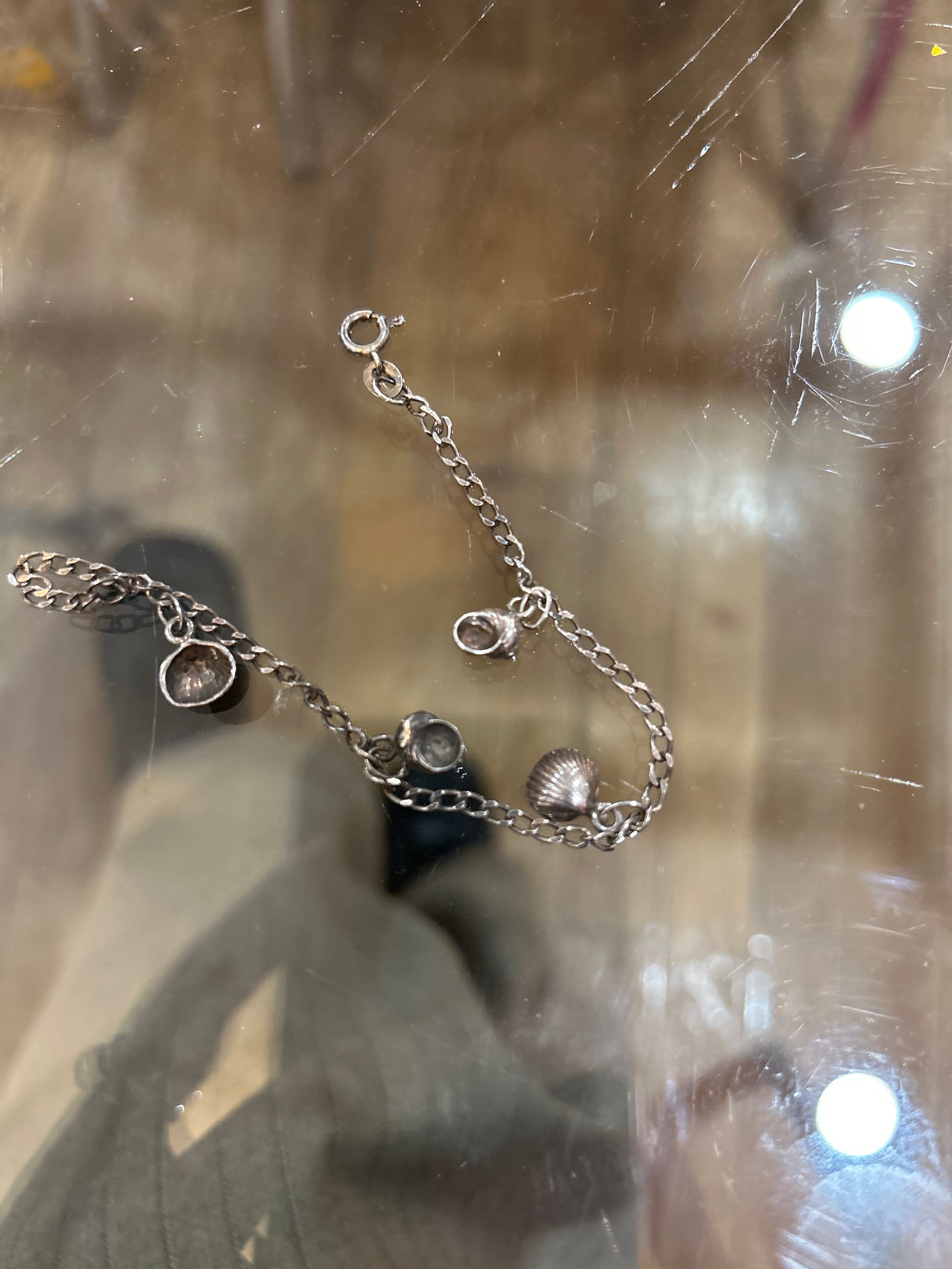 Sterling silver shell charm bracelet