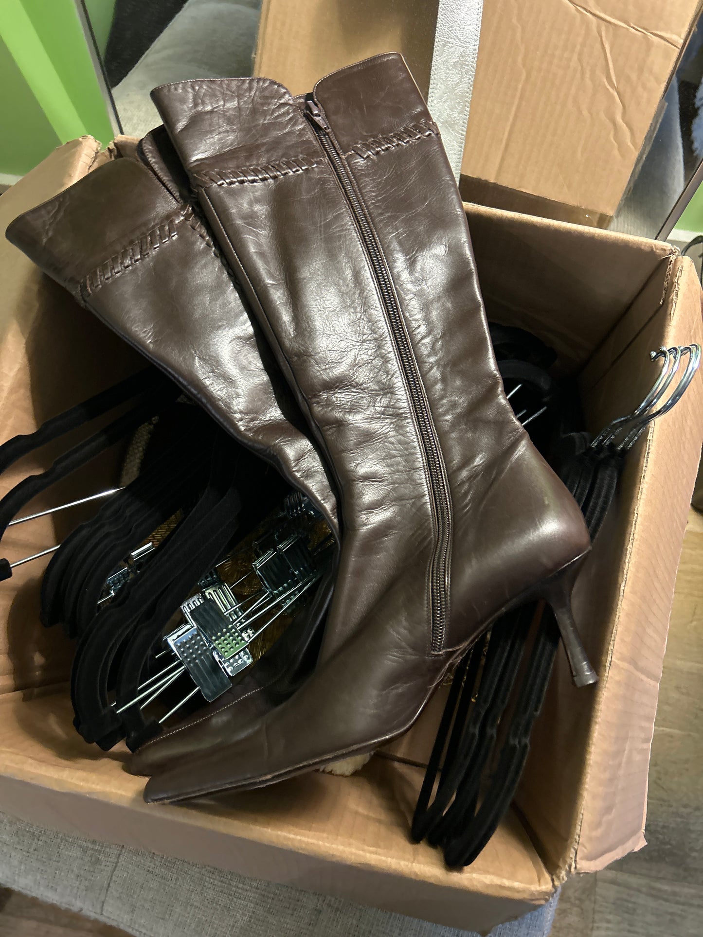 STREET RAT Brown kitten heel tall boots vero cuoio