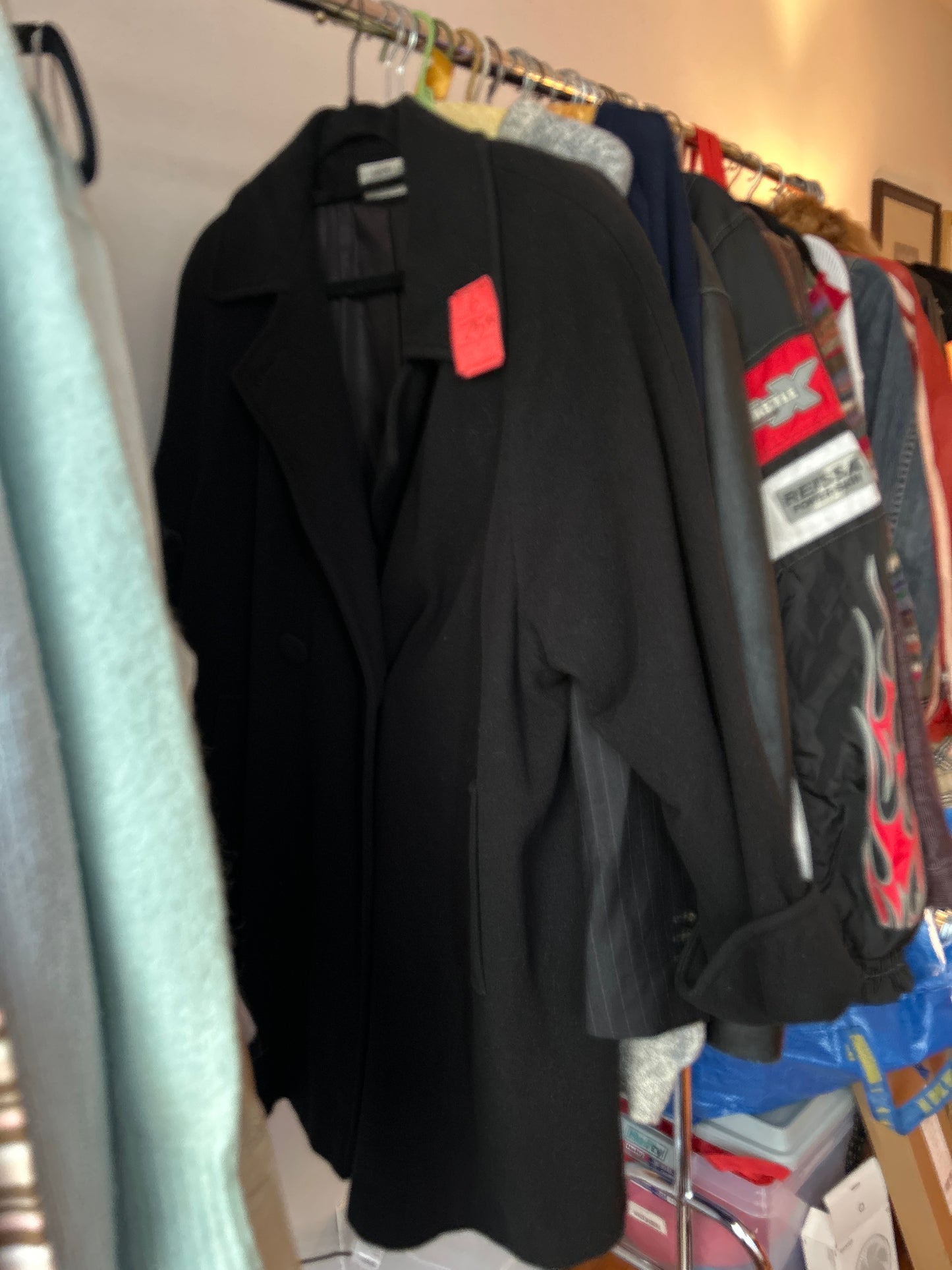 Larry Levine black wool coat
