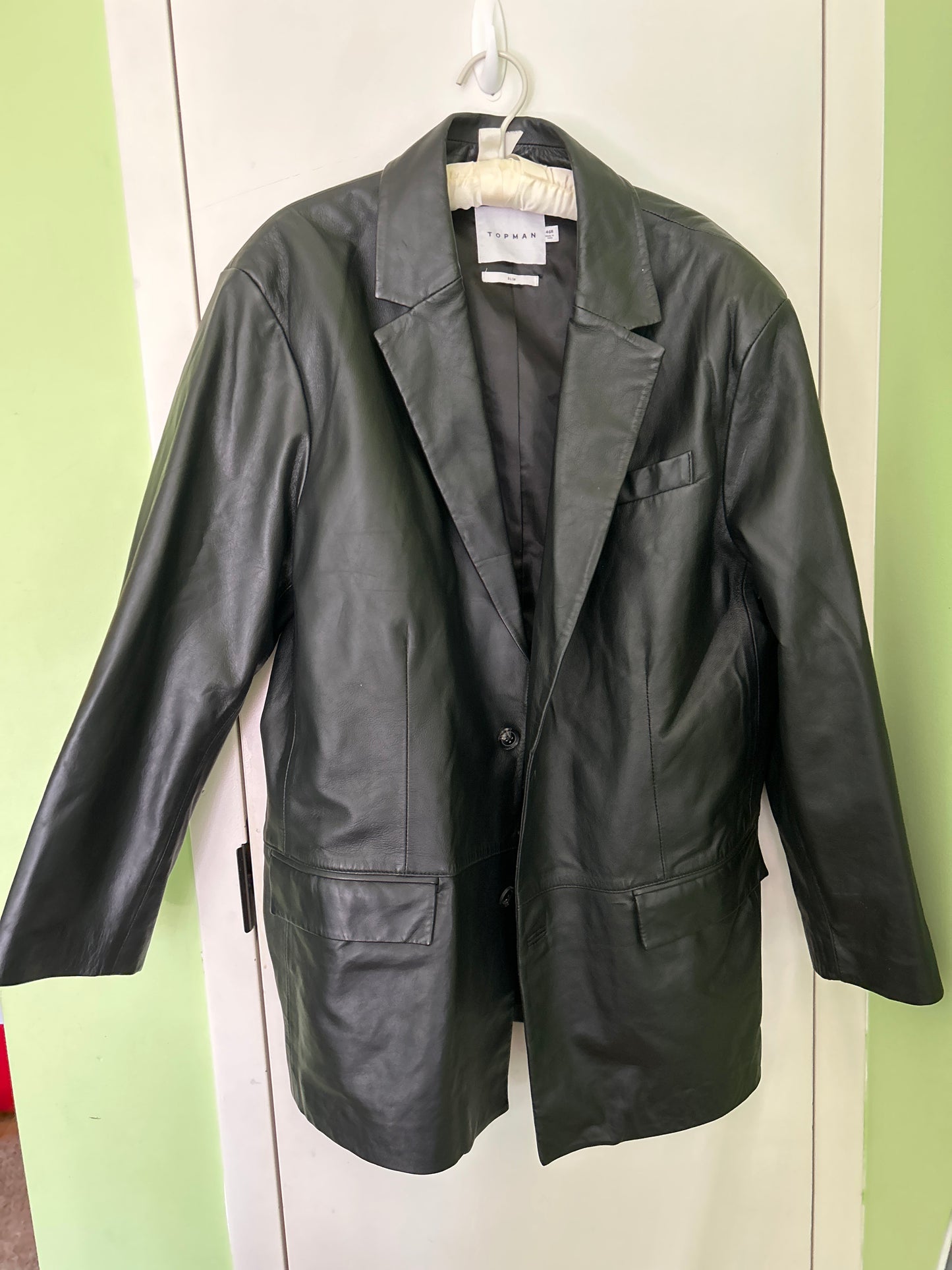 Top man faux leather blazer