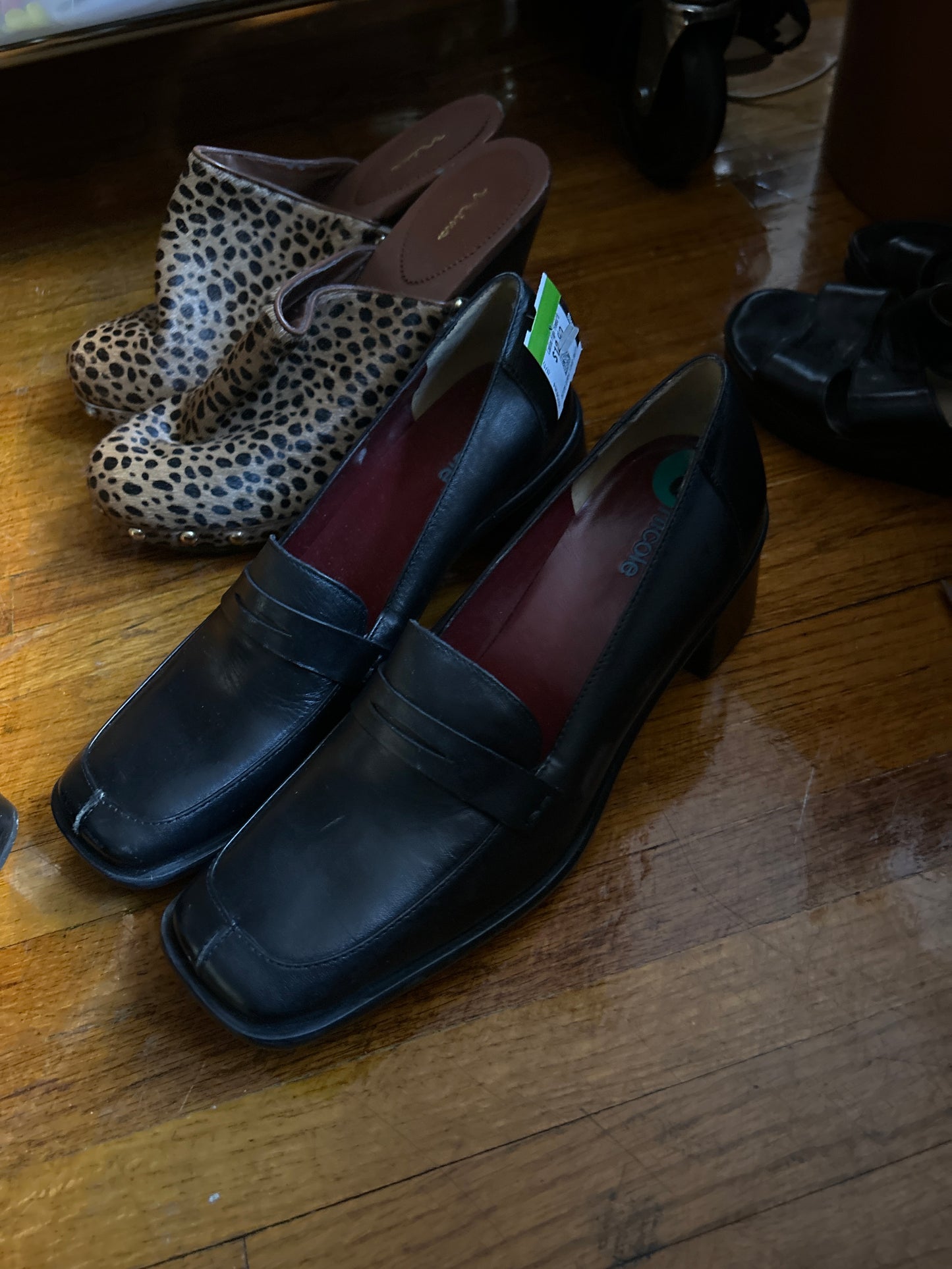Nicole black leather loafers