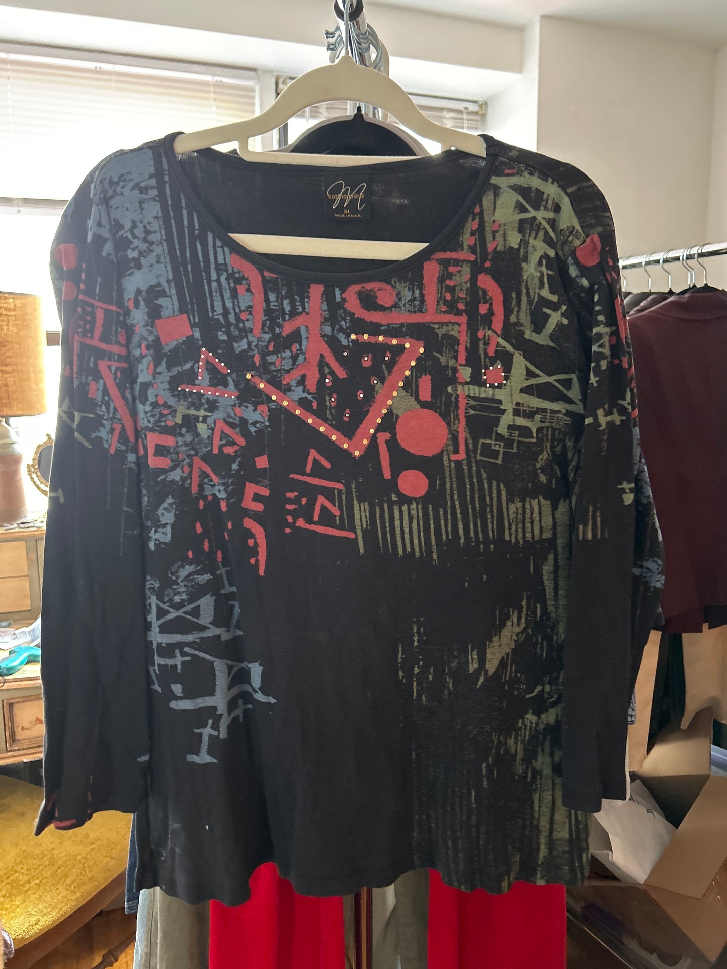 Katina Marie black graphic top