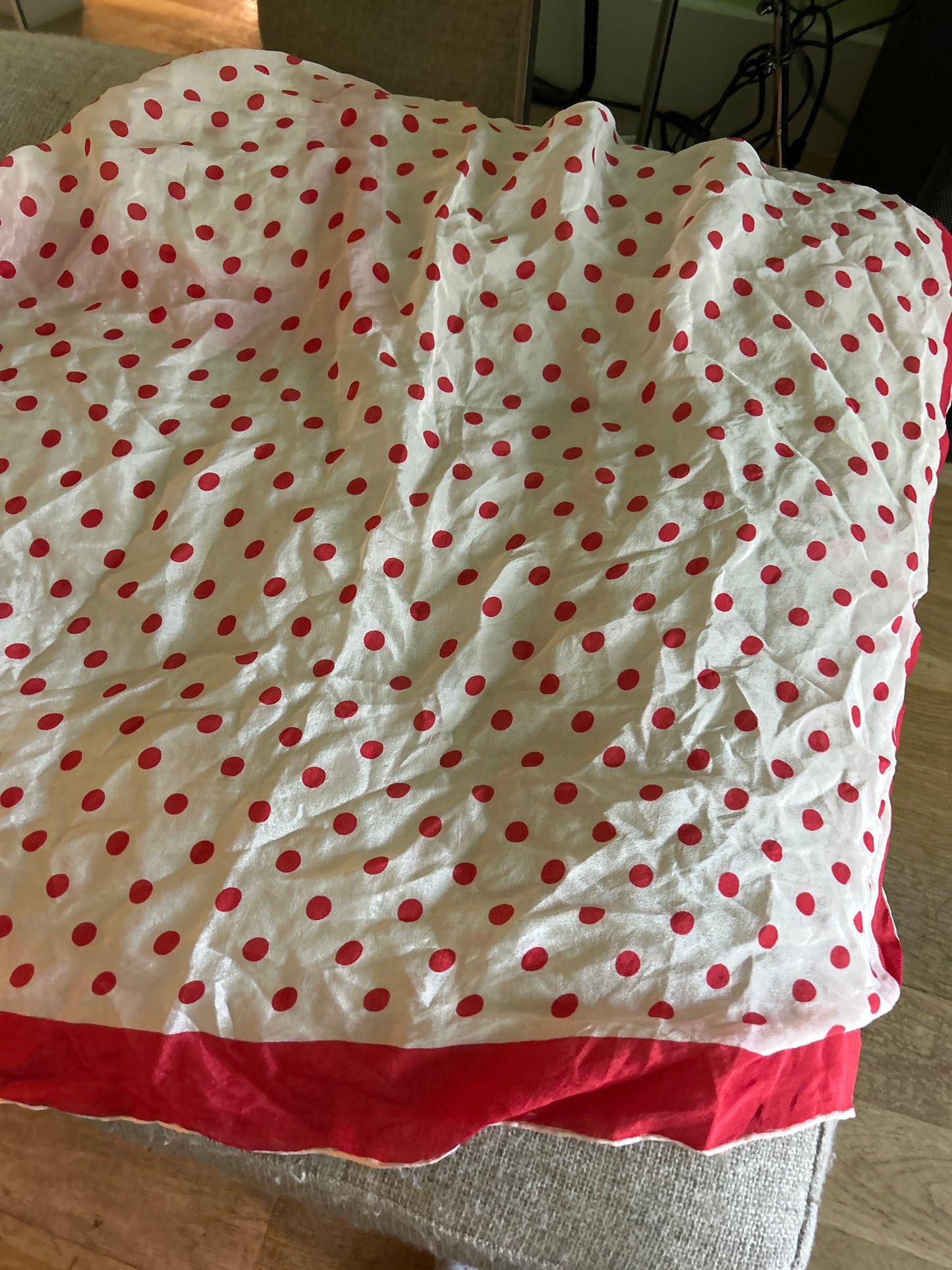 Red and white polka dot scarf