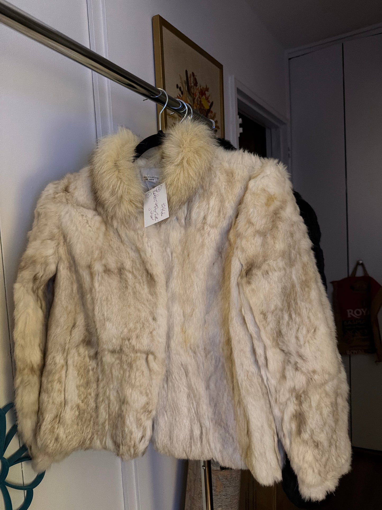 White rabbit/fox fur jacket JM 11