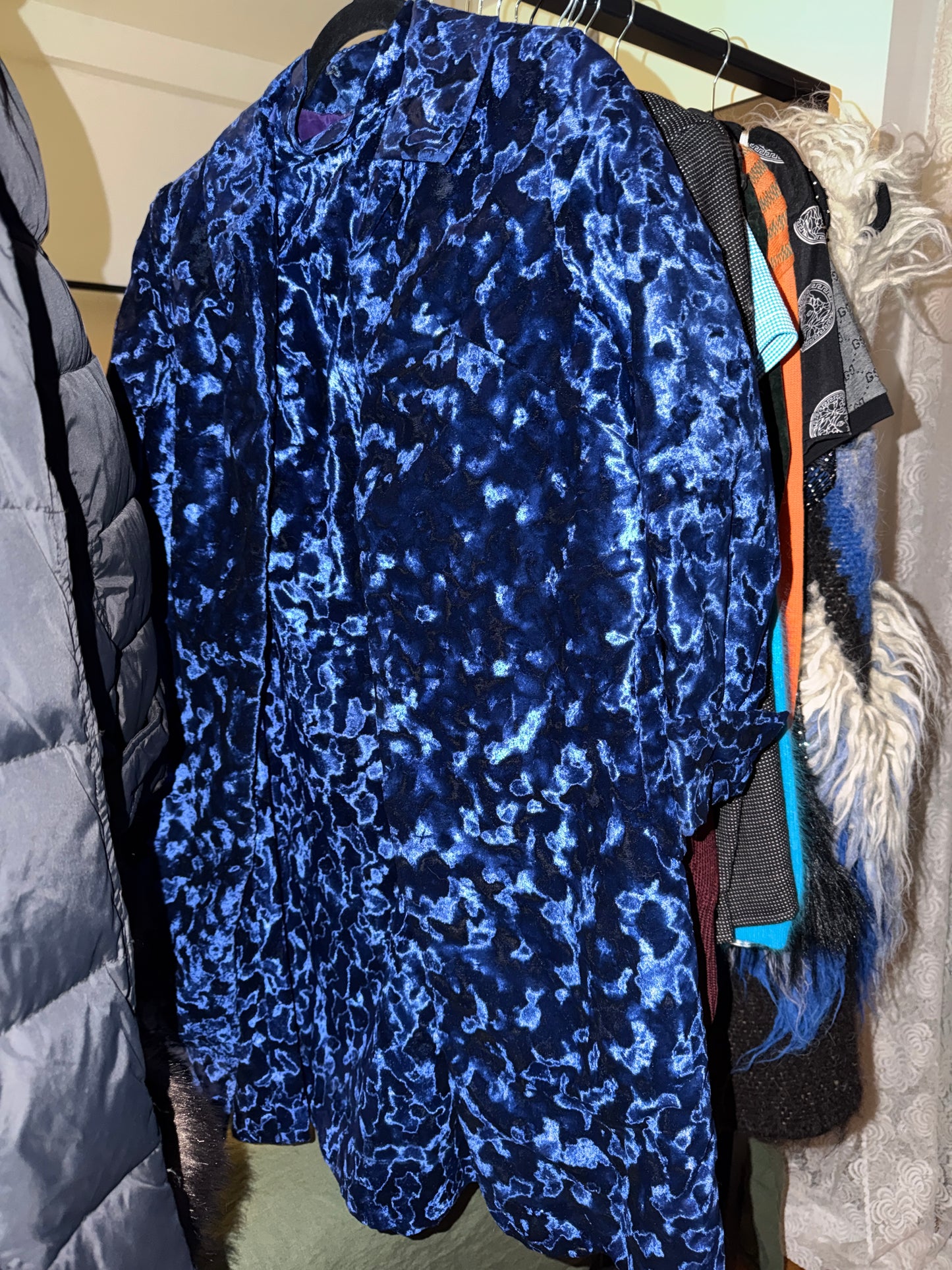 Blue crushed velvet jacket/dress JM 24