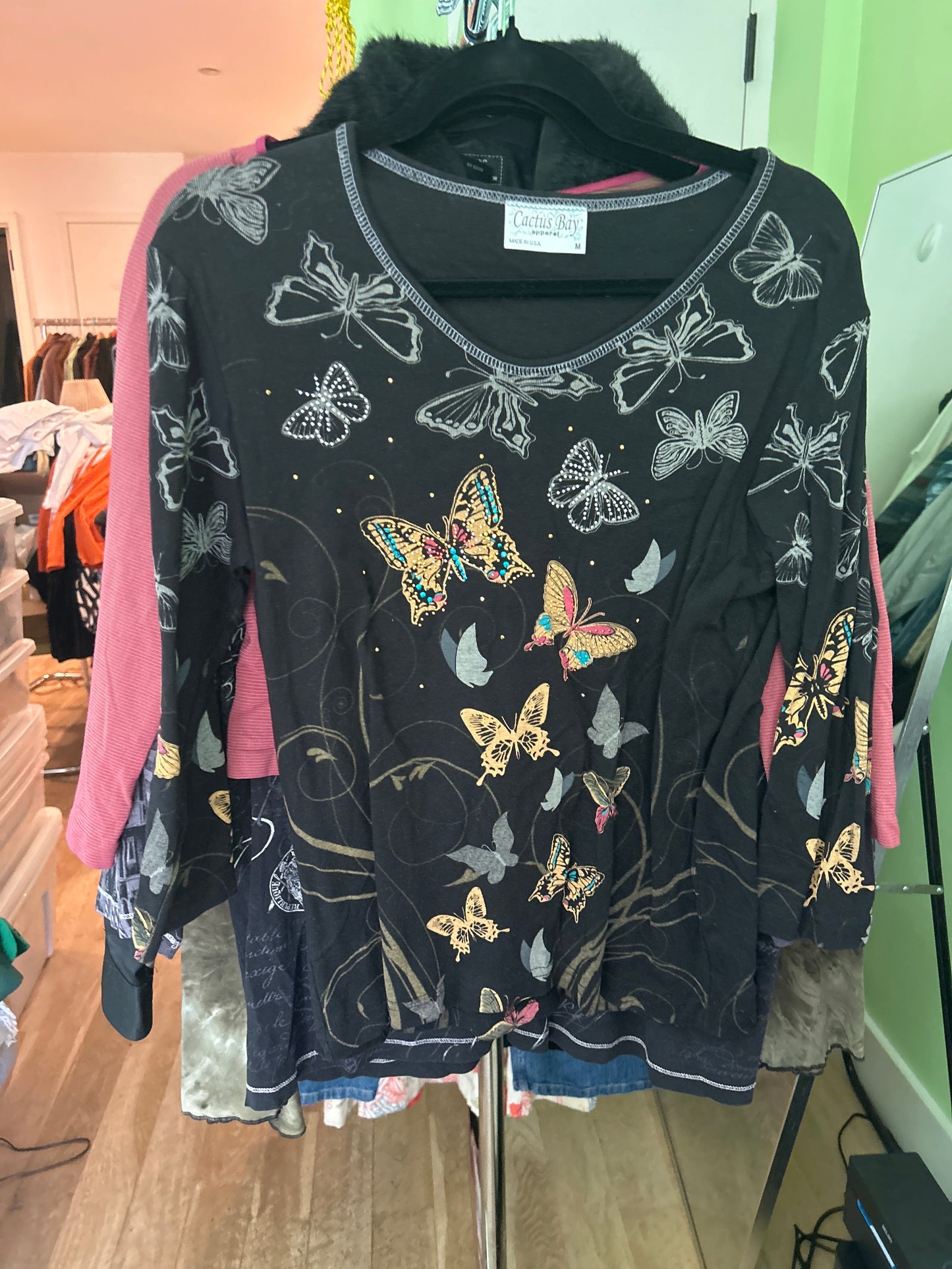 Butterfly bedazzled top