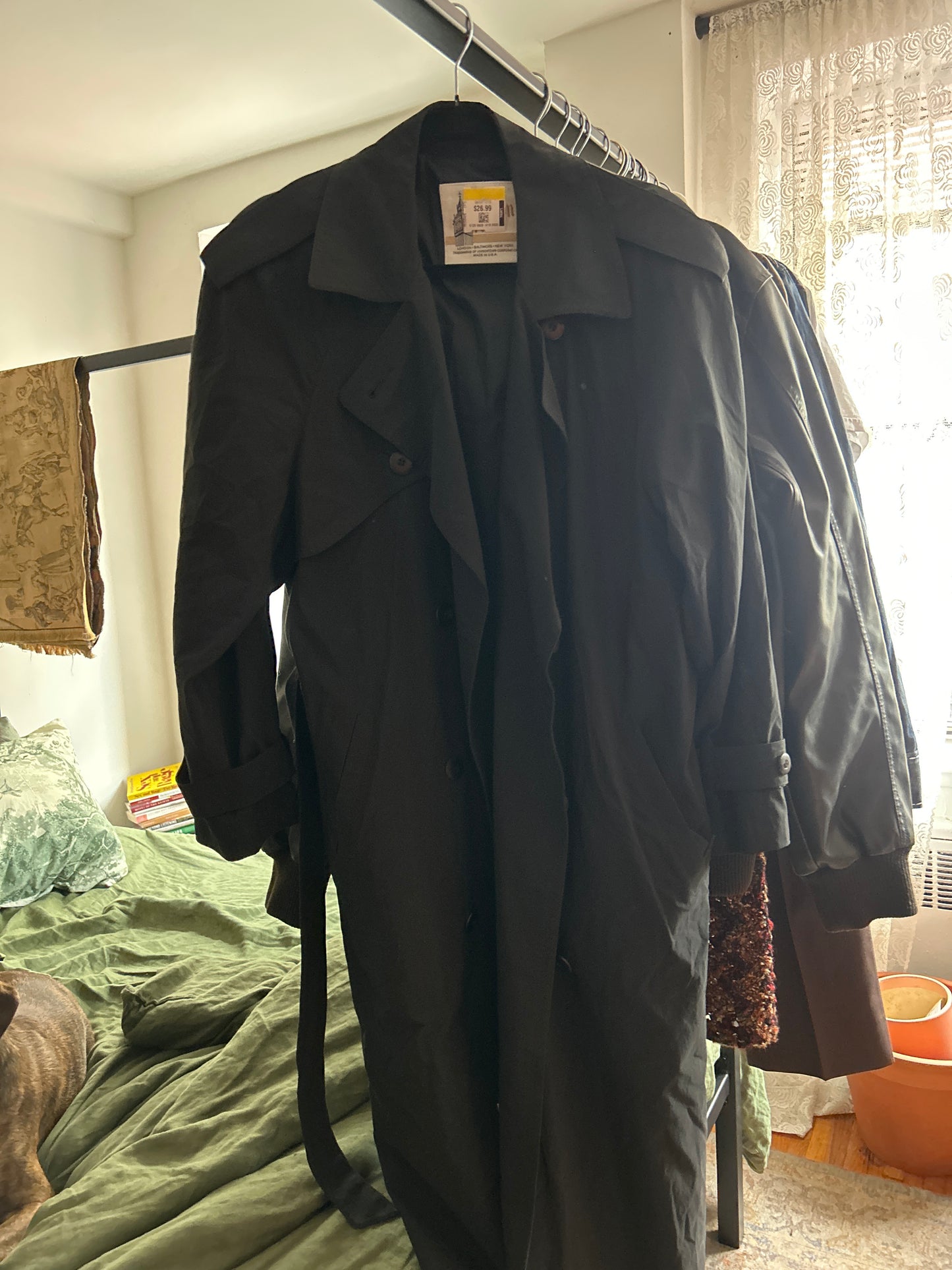 London Fog black trench coat