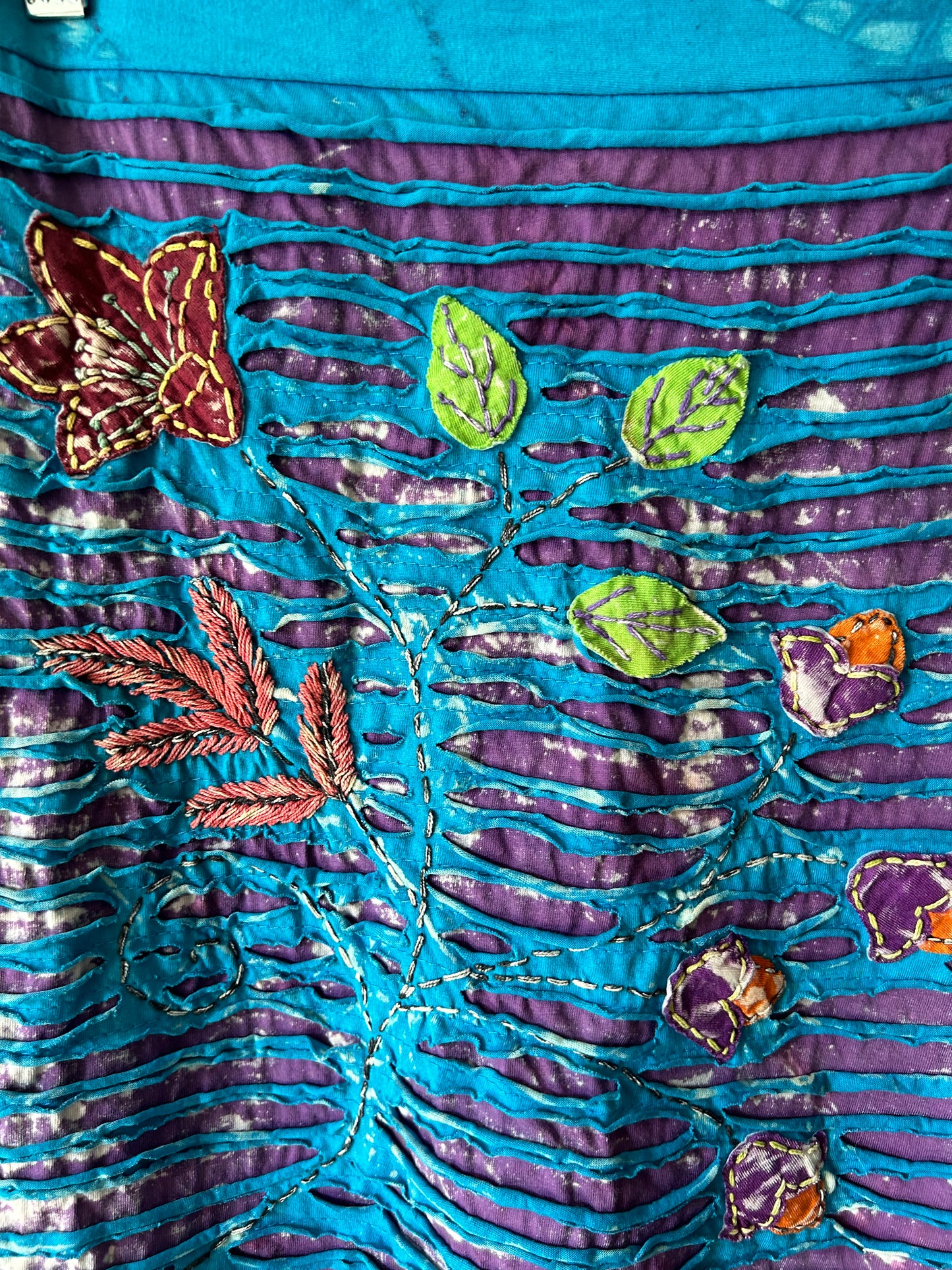 boho Nepalese printed skirt with rip details