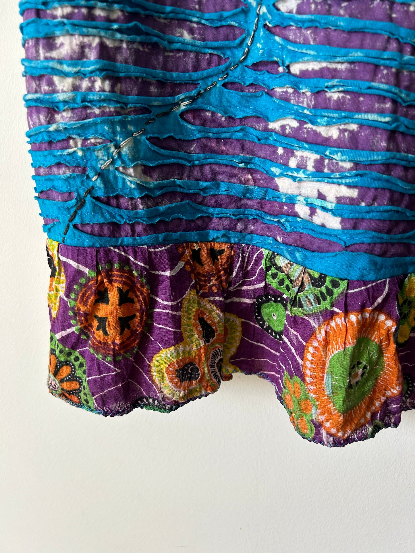 boho Nepalese printed skirt with rip details