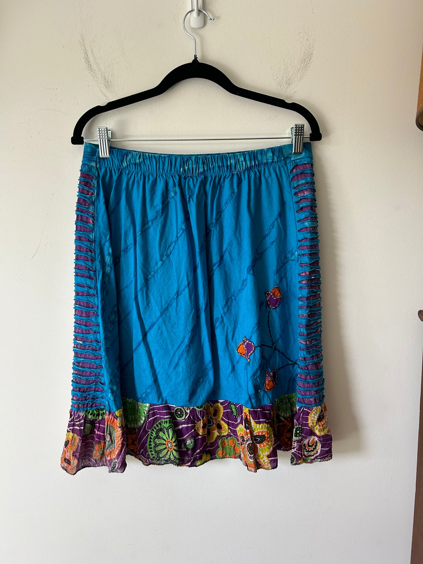 boho Nepalese printed skirt with rip details