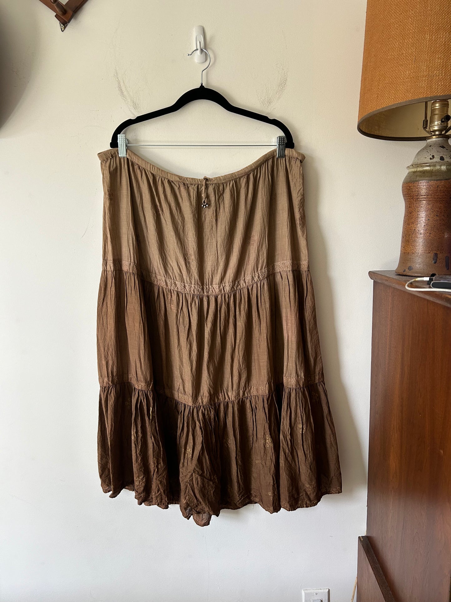 boho peasant skirt in mocha