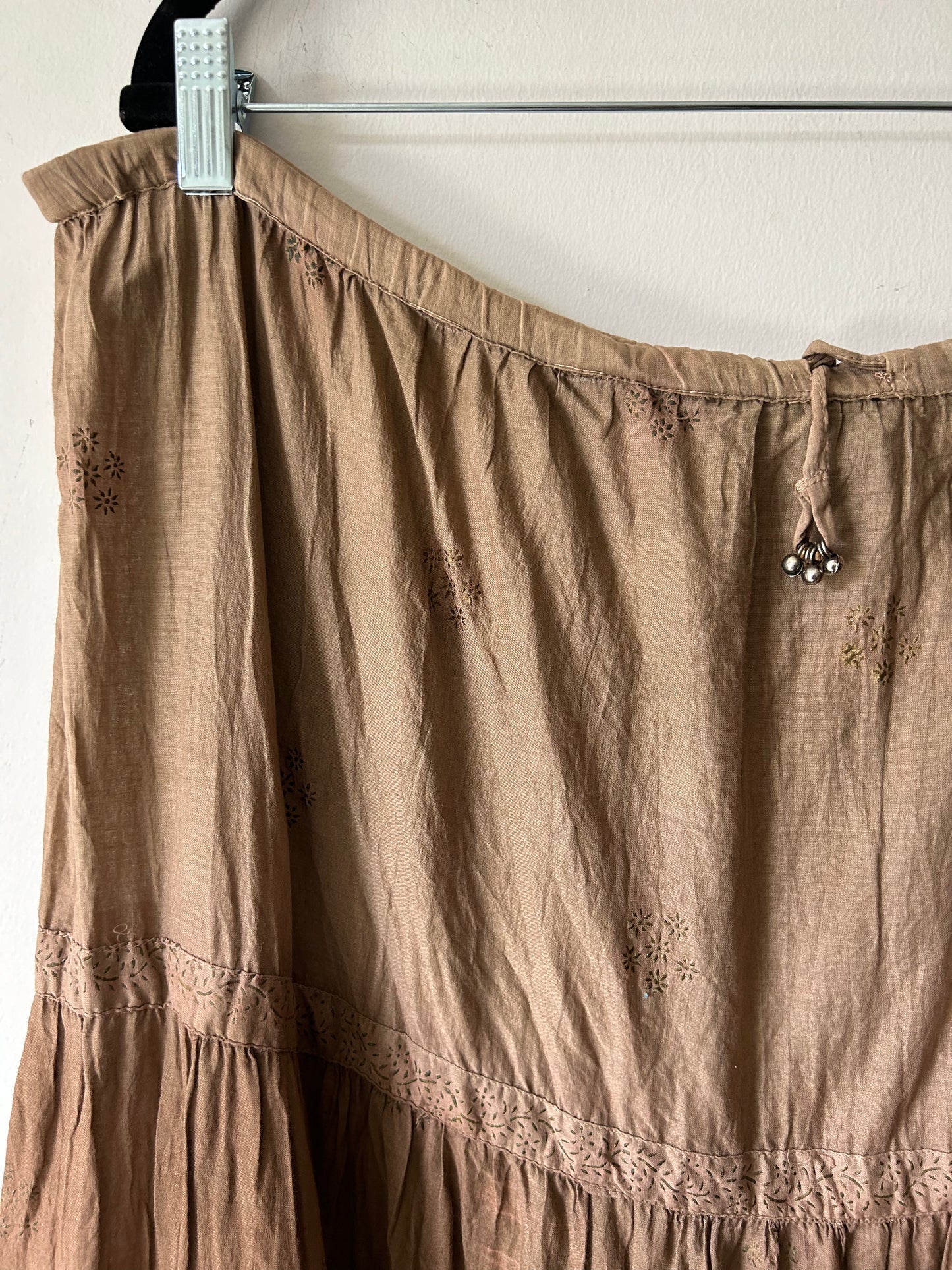 boho peasant skirt in mocha