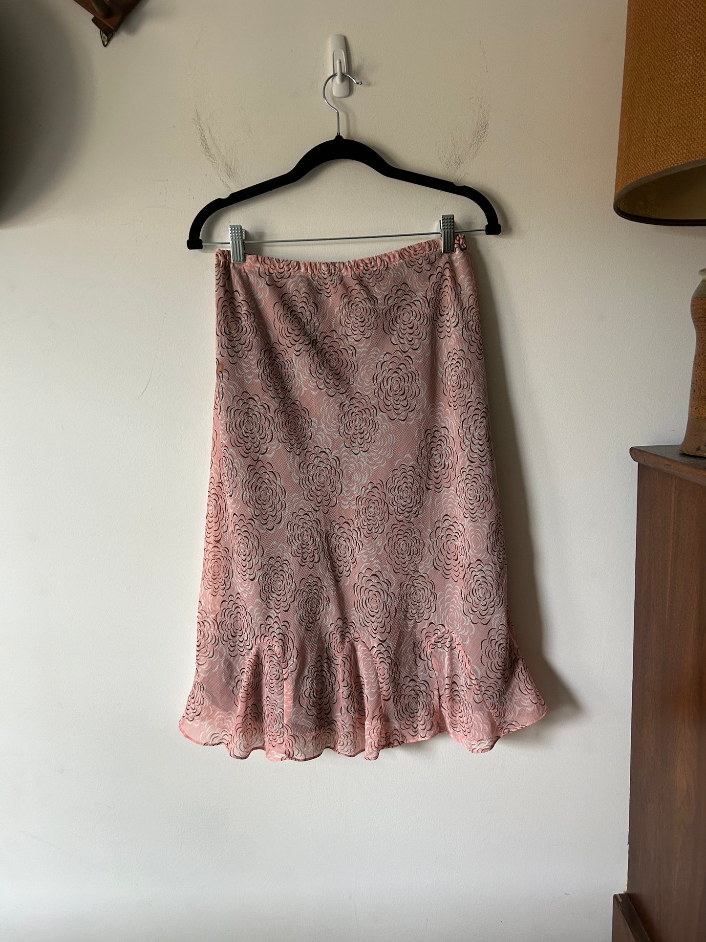 pale pink abstract floral skirt