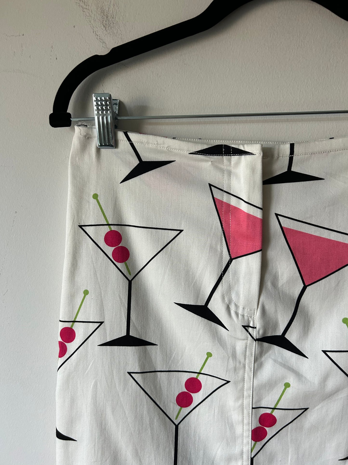 martini/cosmo print mini skirt