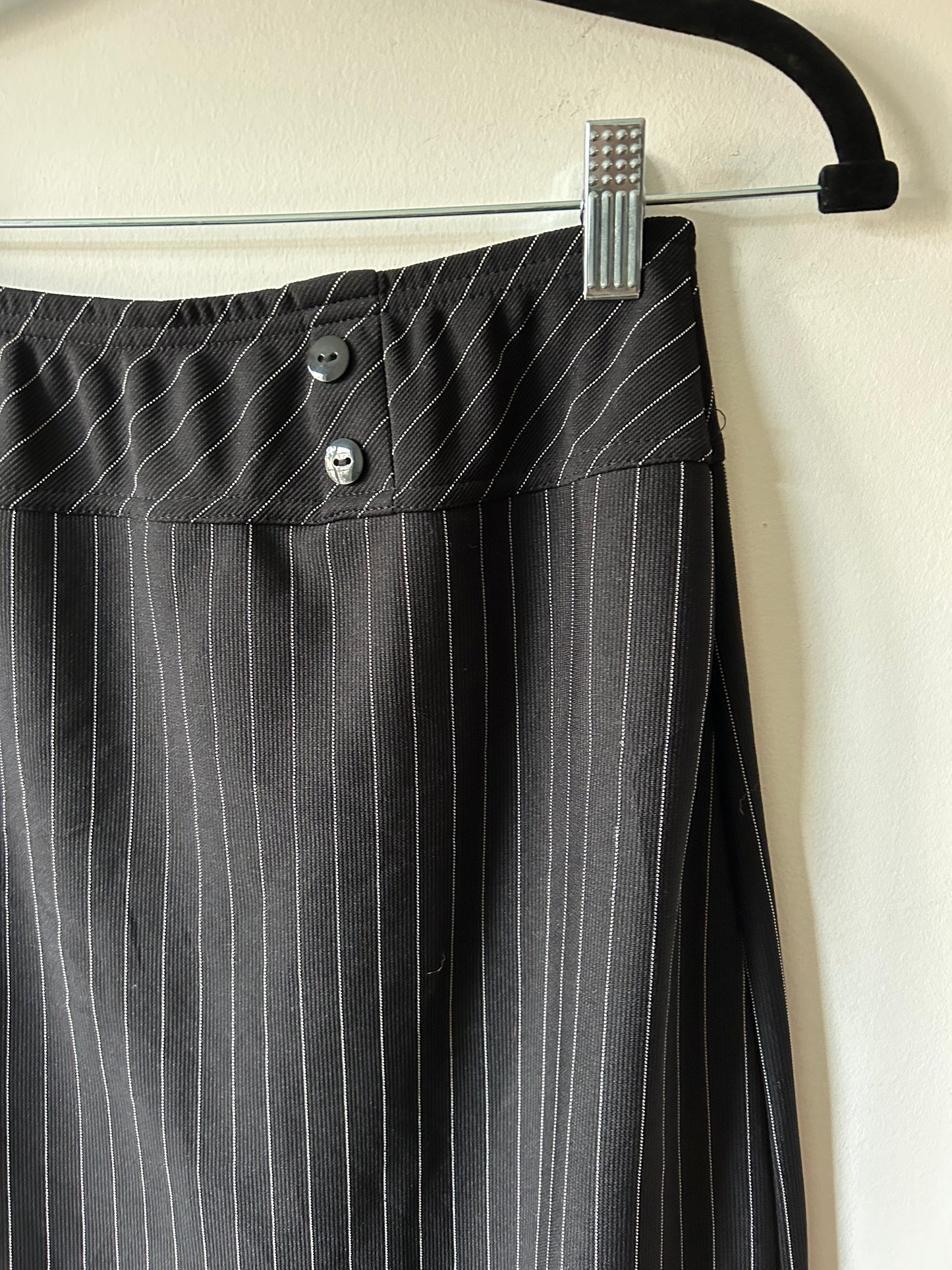 full length black pinstripe skirt