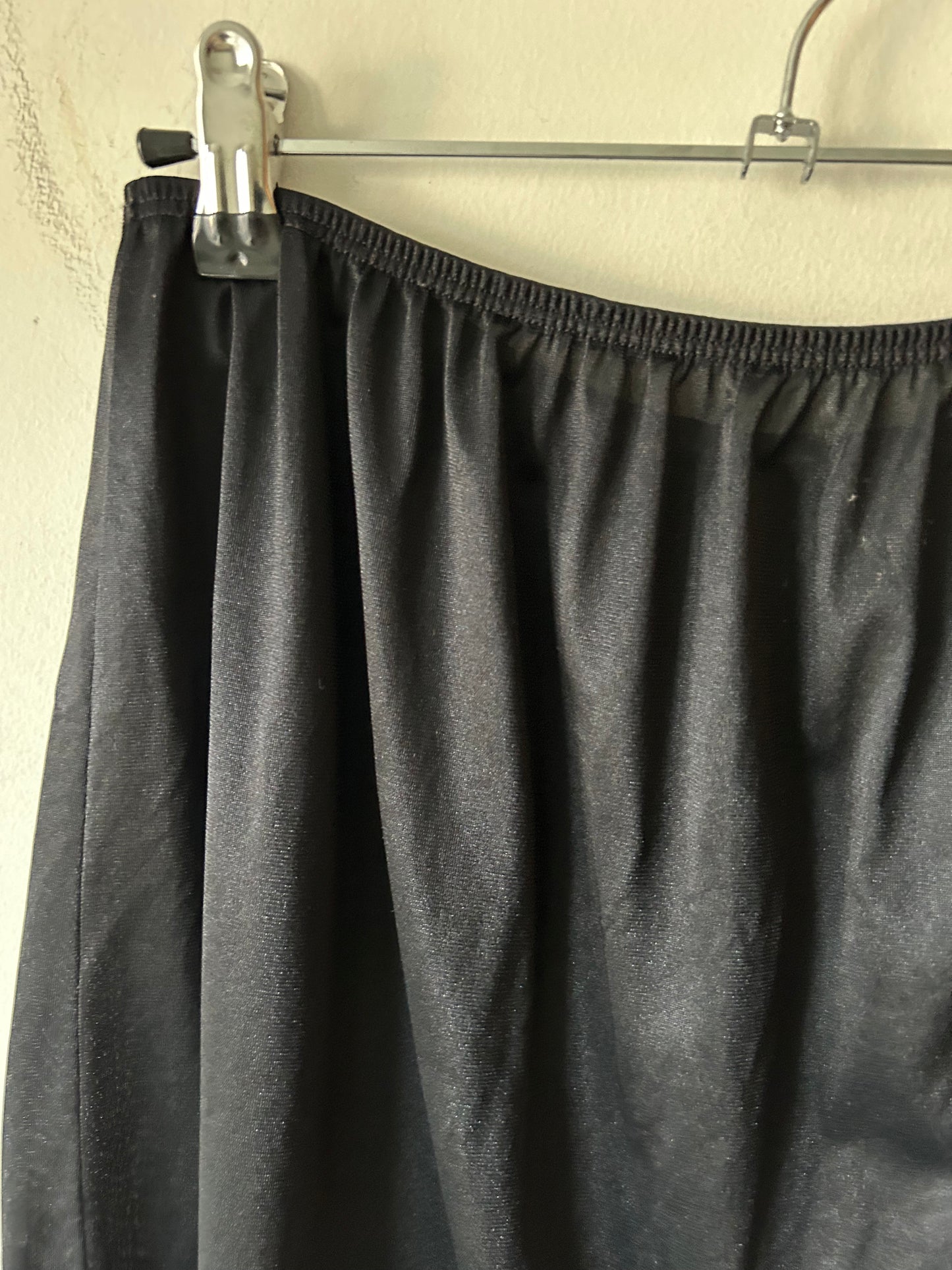 black slip skirt with lace hem