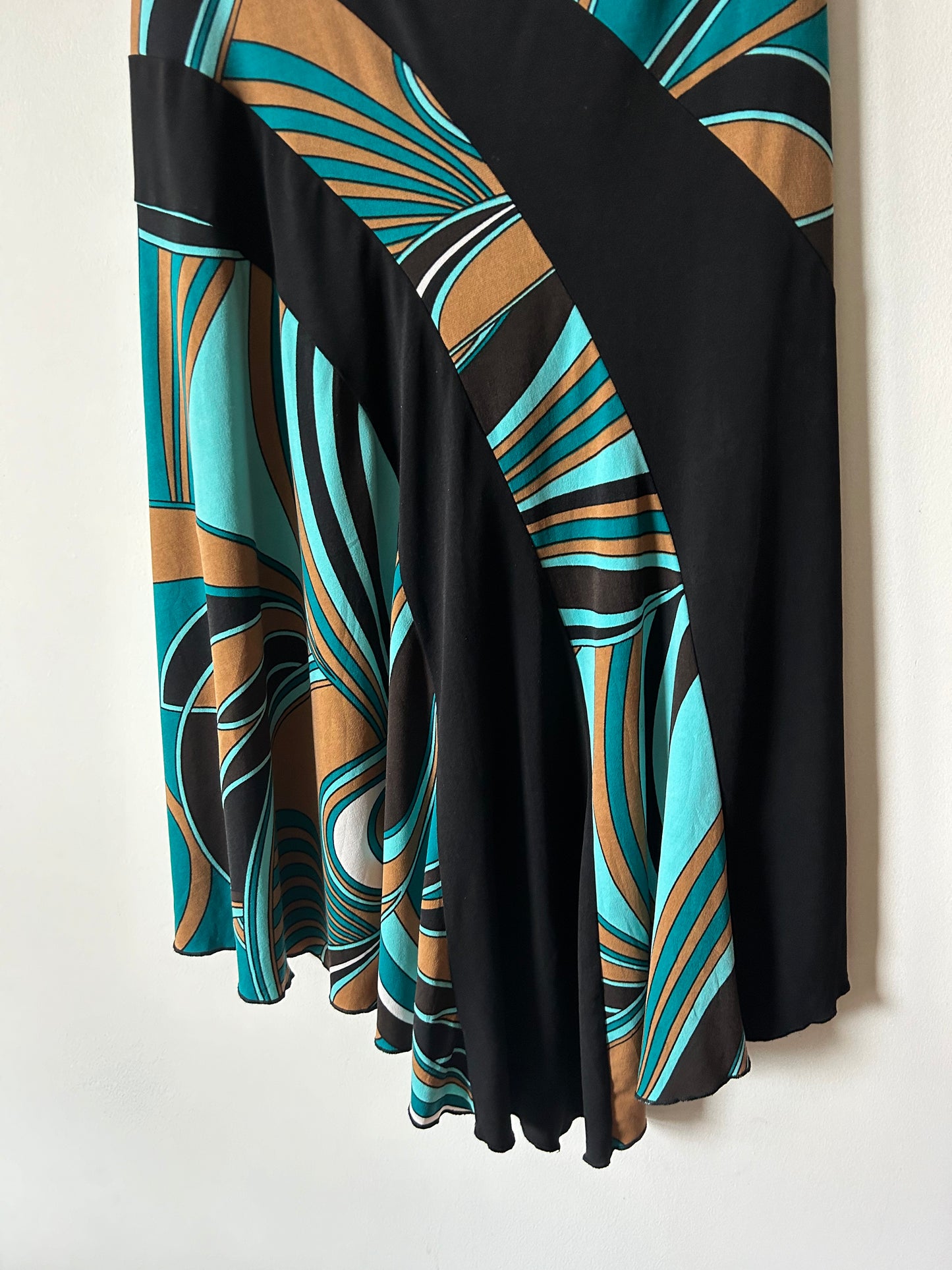 psychedelic 70s-style print halter dress