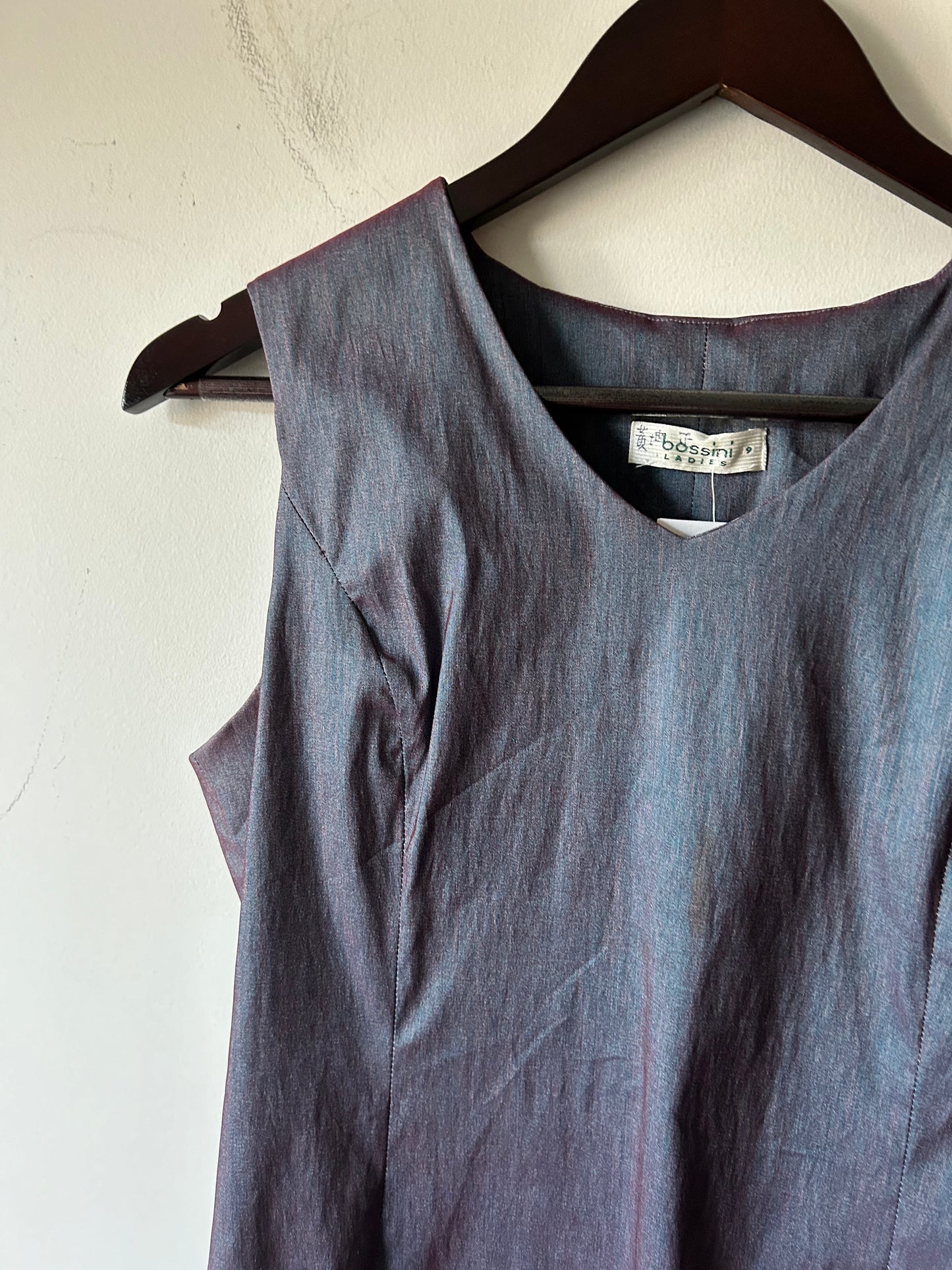 iridescent sleeveless shift dress