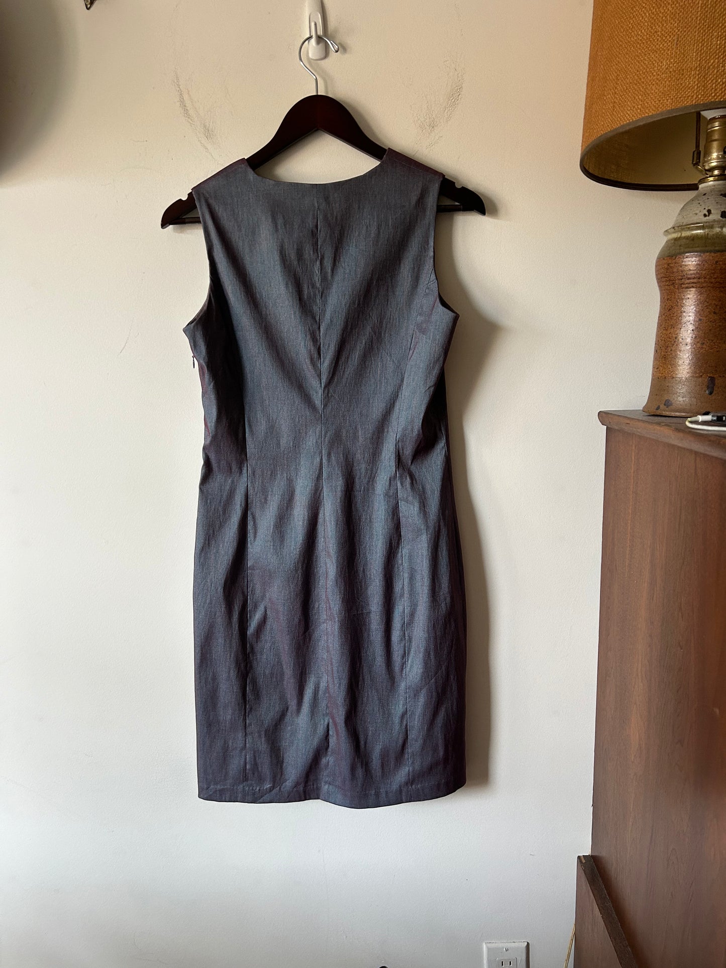 iridescent sleeveless shift dress