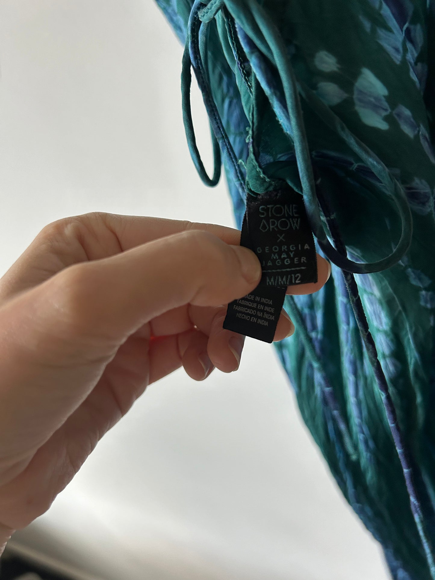 green/blue tie dyed straps dress