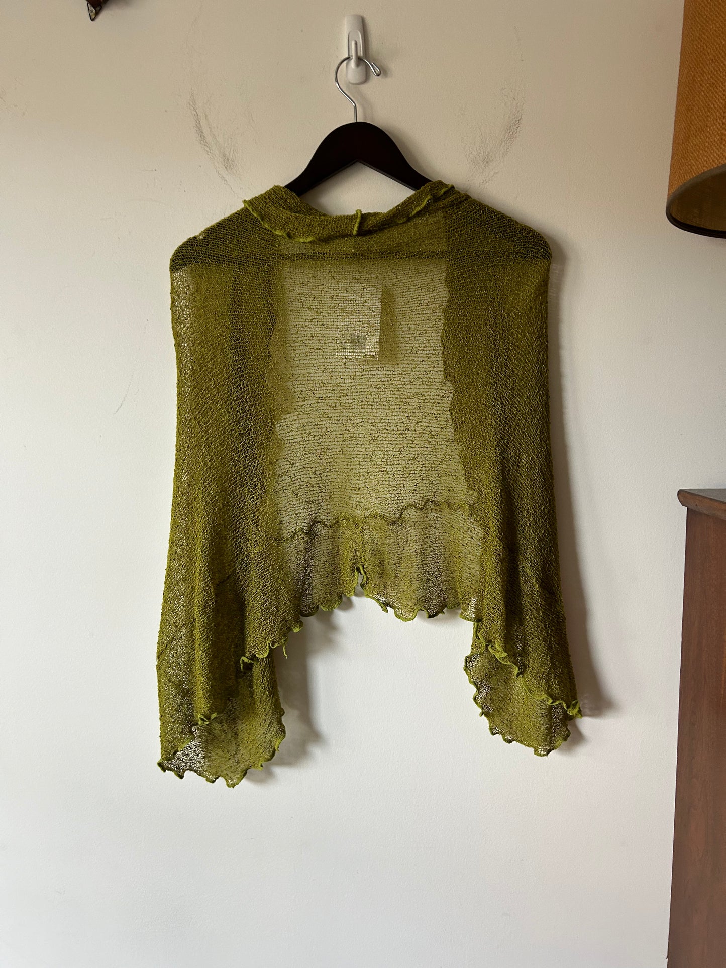 acid green knit shawl
