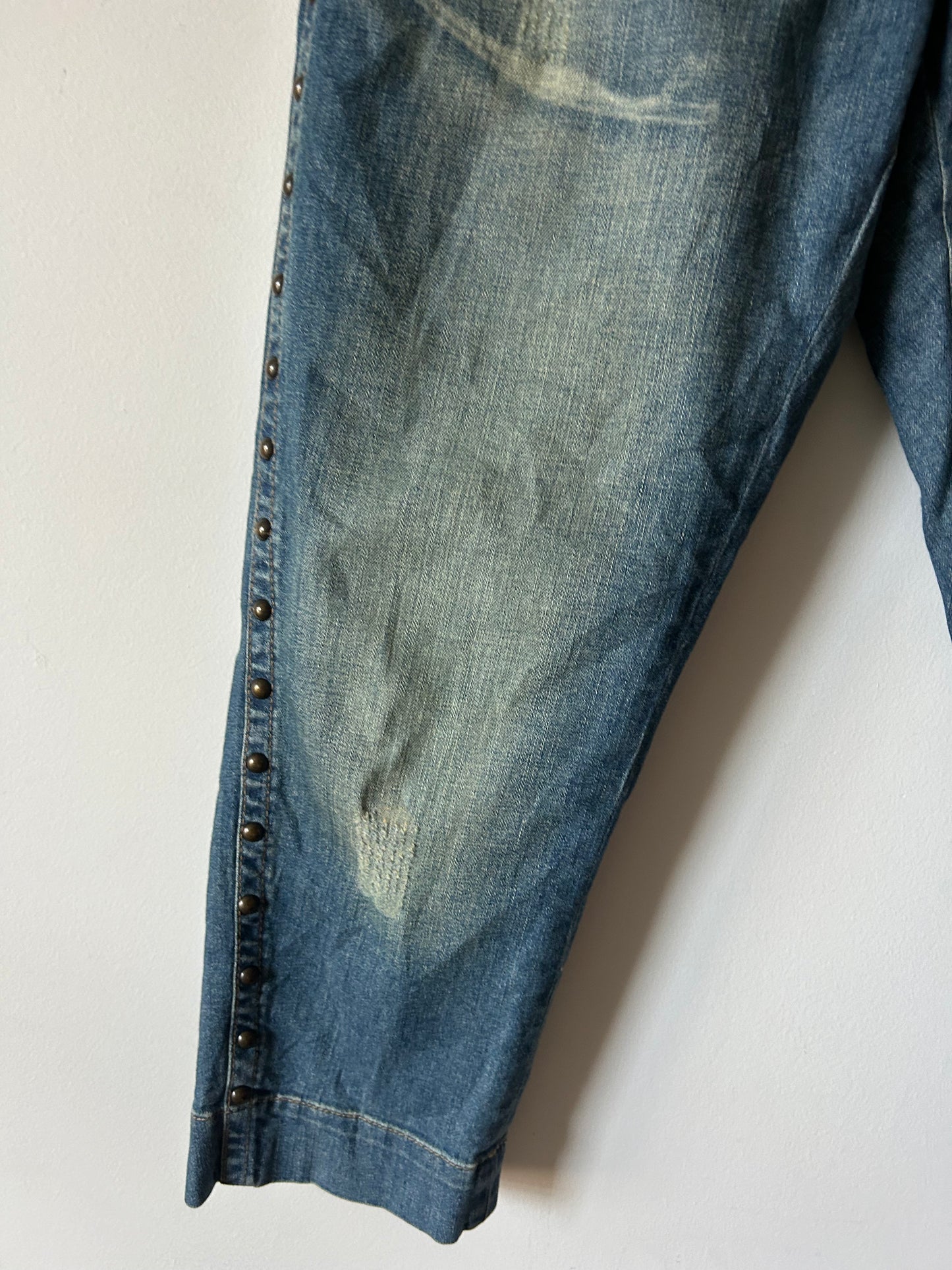 y2k studded washed jeans