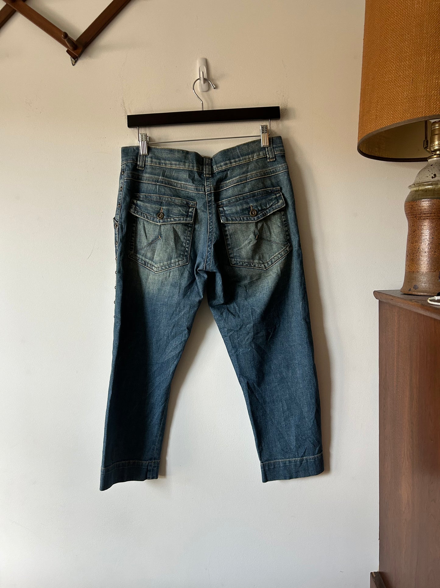 y2k studded washed jeans