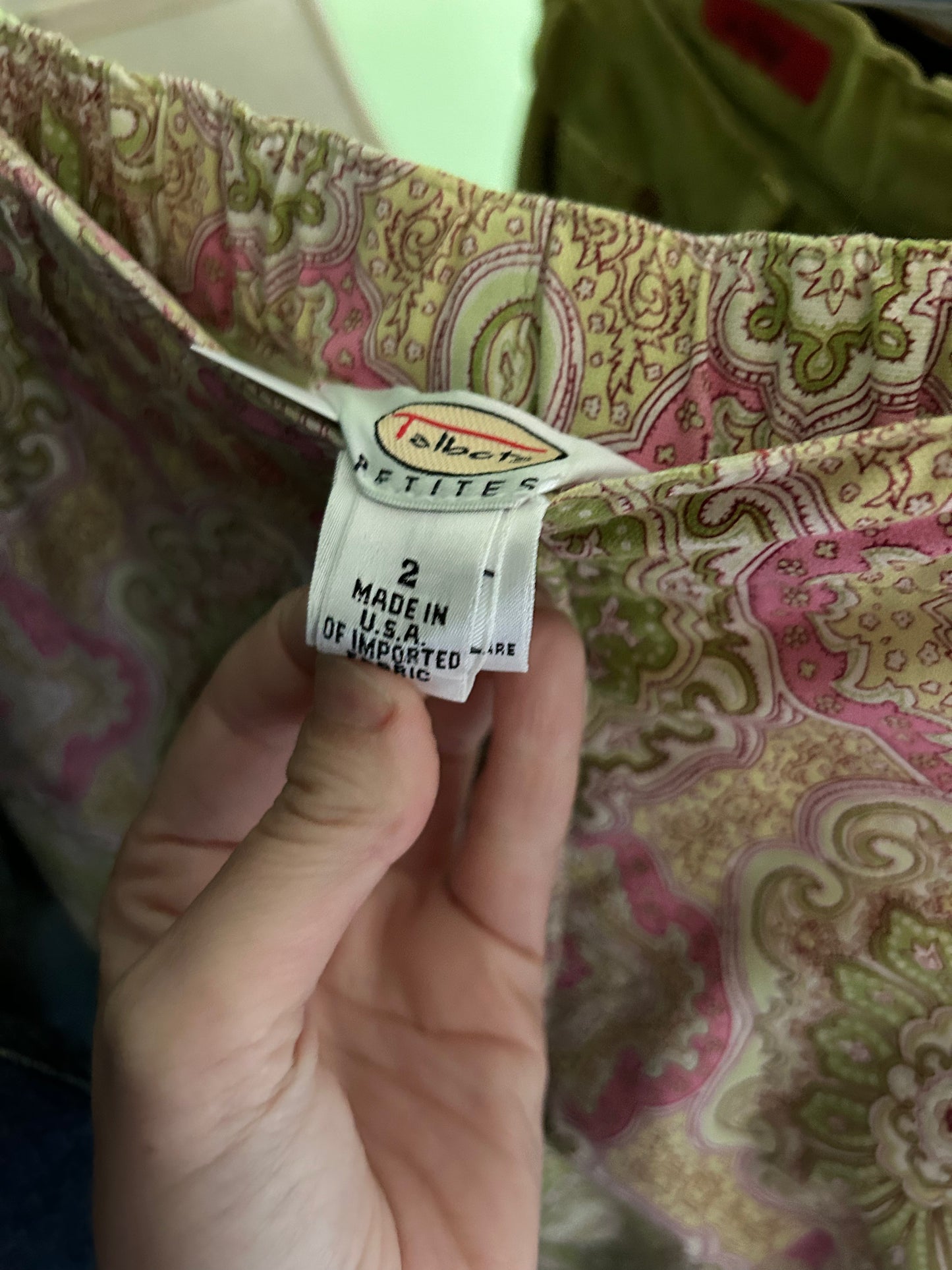 pink and lime green patterned pants