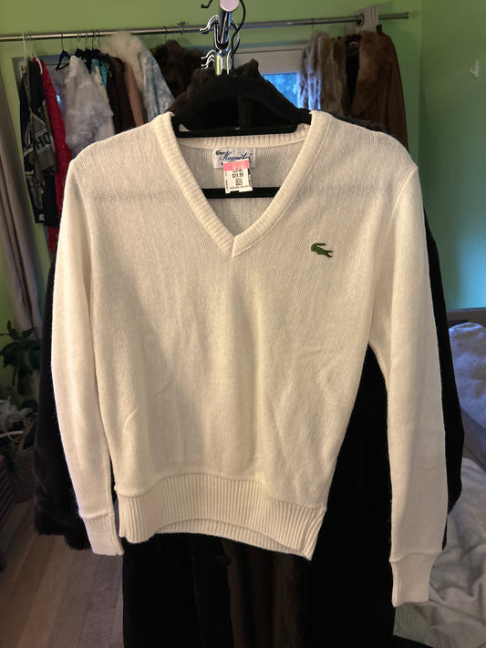 White Lacoste v neck